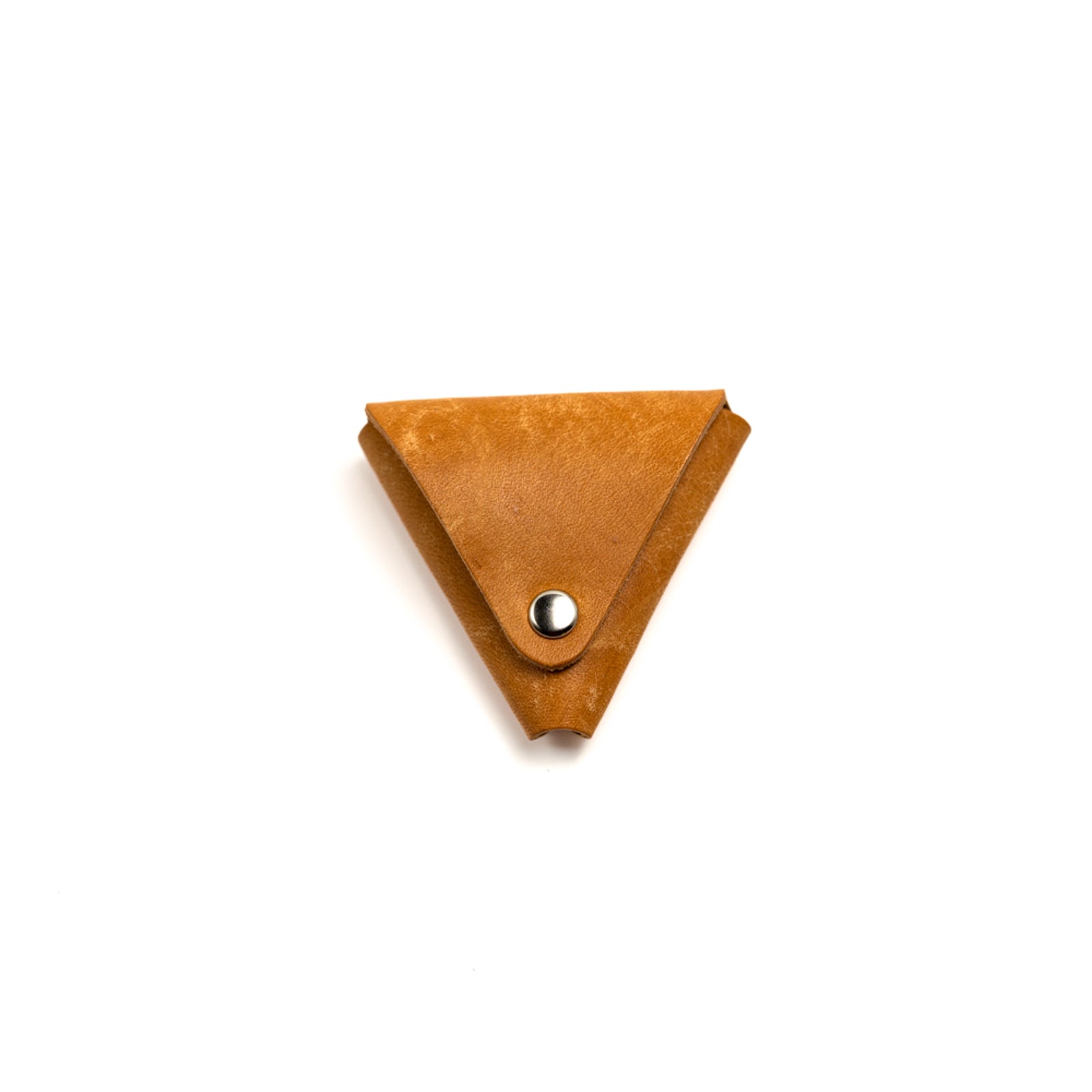 三角コインケース　クロコダイル革　イエローハンドメイド