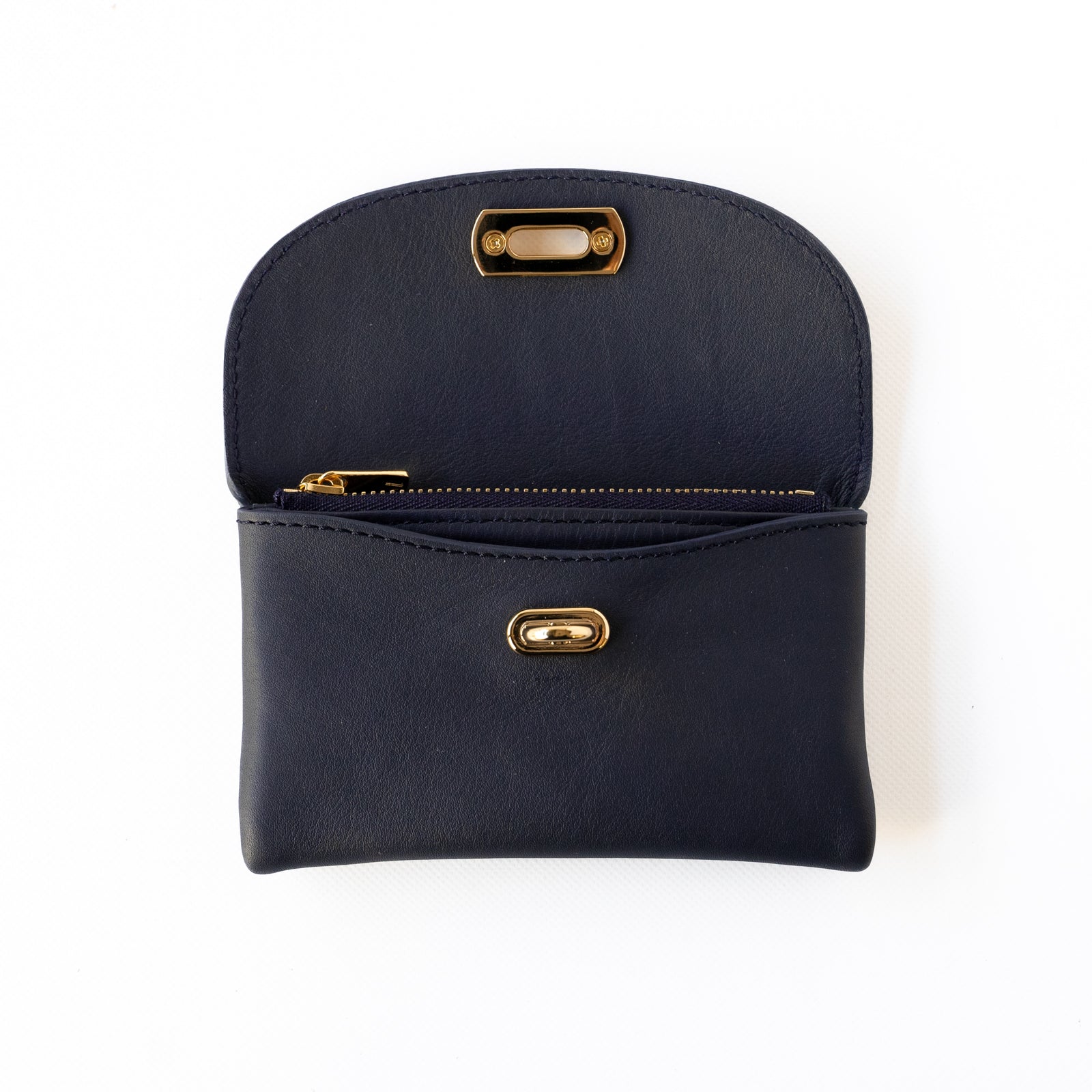 [6th Anniversary Sale] Soft Leather Flap Middle Wallet in Swift Leather / Bleu Nuit