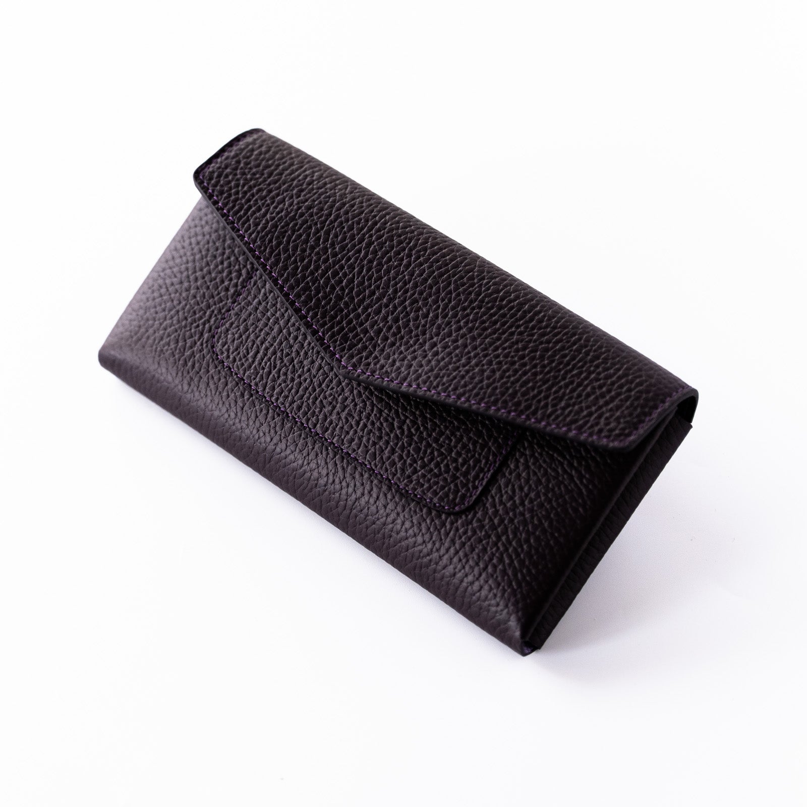 【受注生産】小さなレザーフラップ長財布《ヌーヴェル》／レザン（紫）
