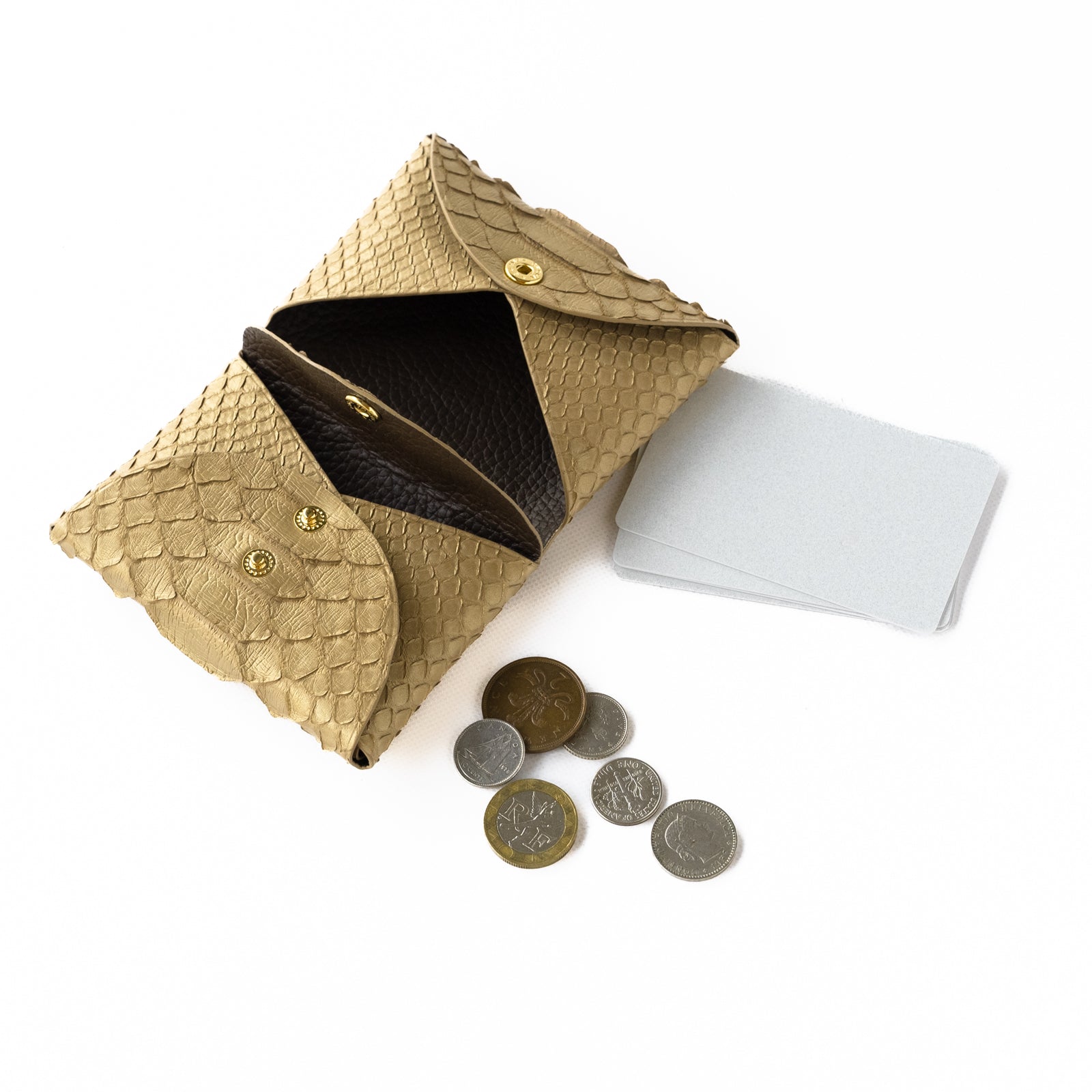 Seamless wallet gold python / antique gold