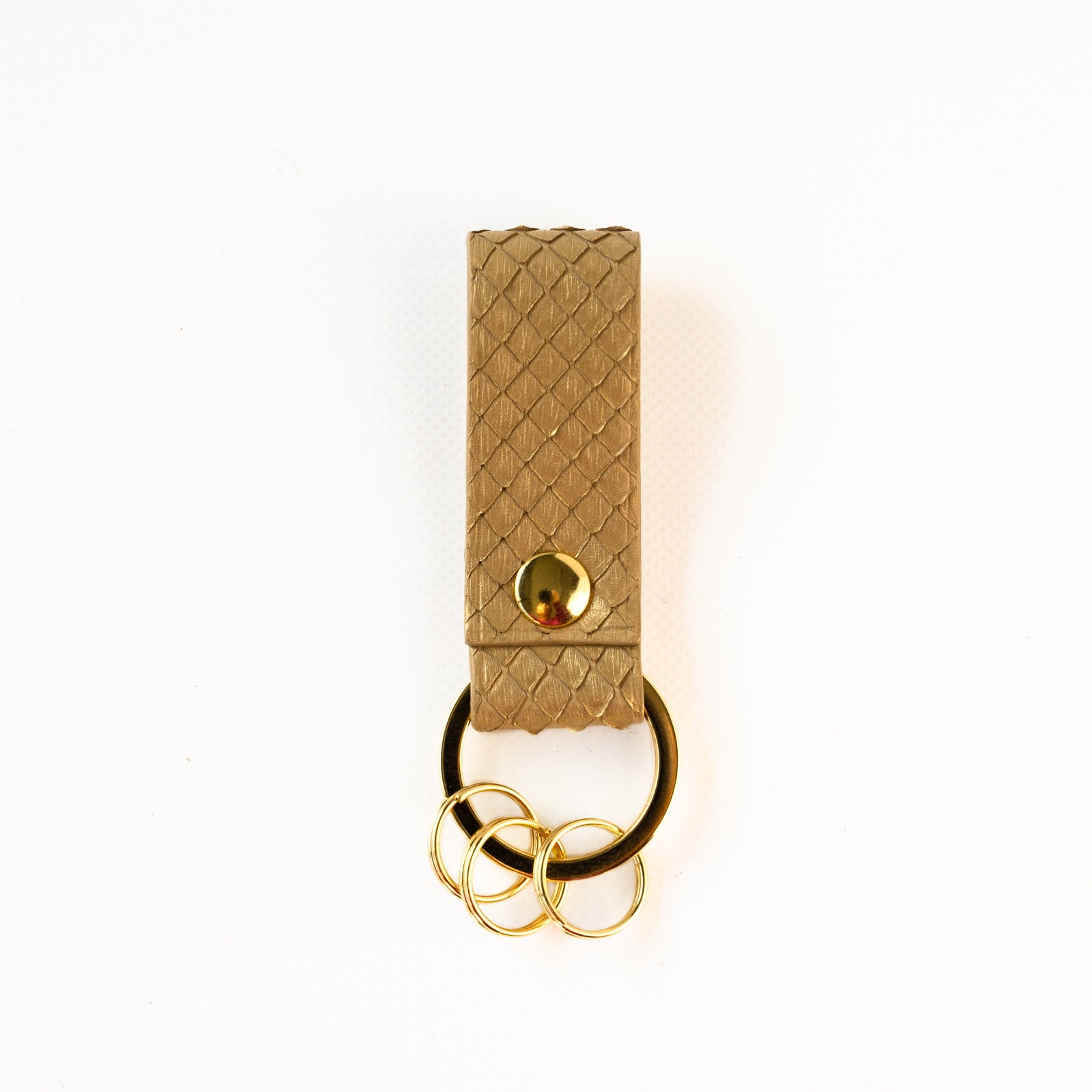 [10% OFF until 1/14 (Sun)] Leather key ring /Gold Python / antique gold