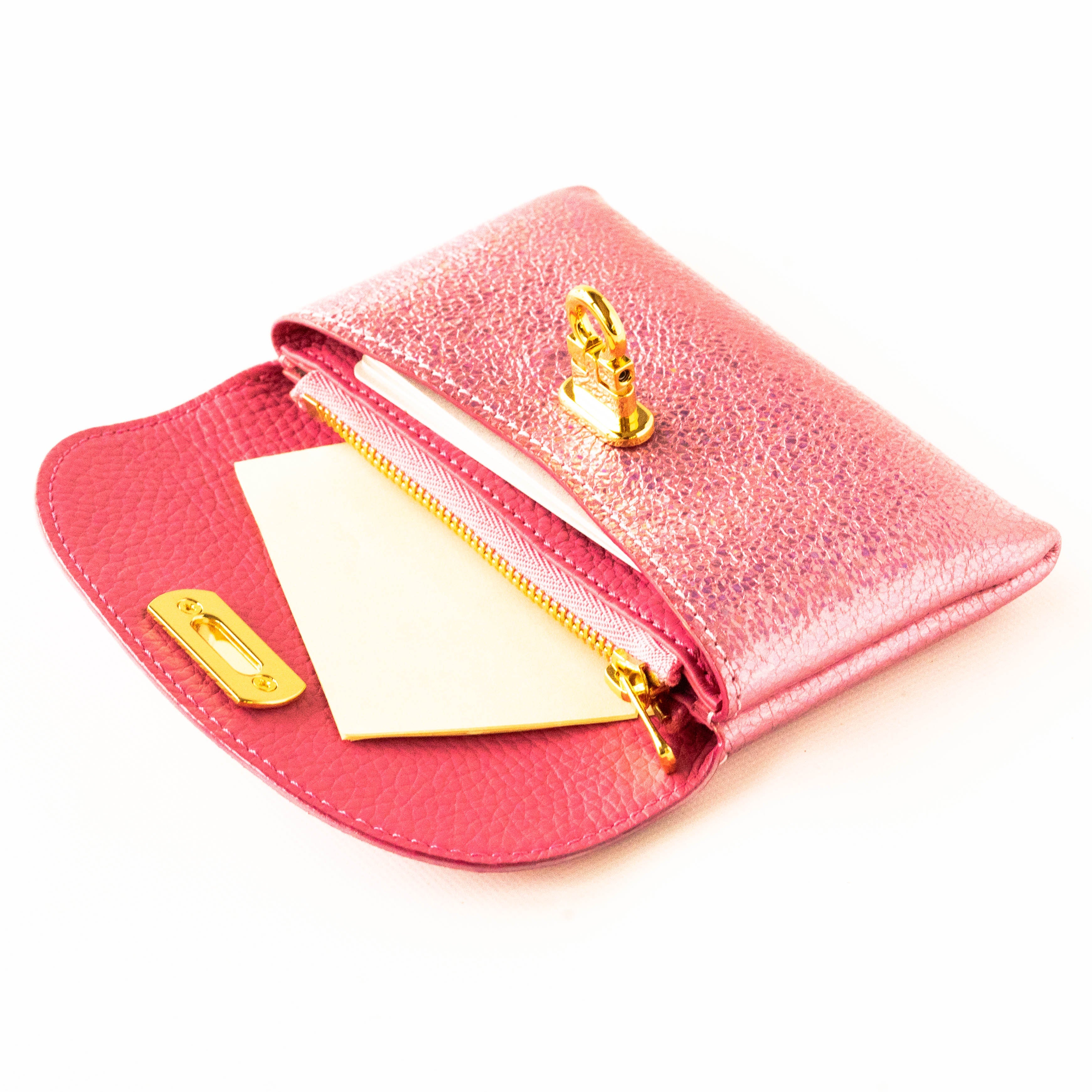 Leather flap middle wallet / Prism leather