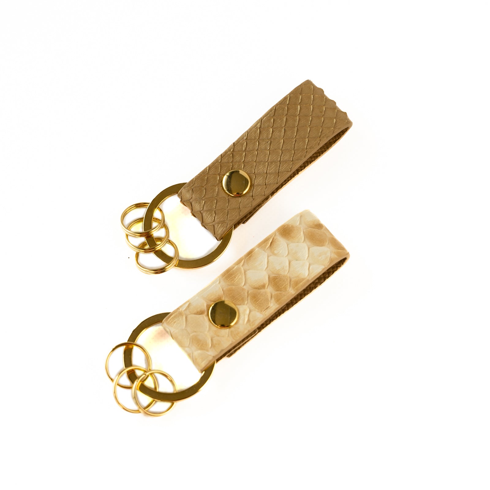 [10% OFF until 1/14 (Sun)] Leather key ring / Gold Python / Pearl Gold 