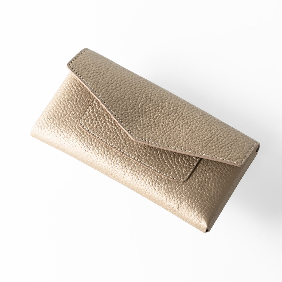 【受注生産】小さなレザーフラップ長財布《ヌーヴェル》／シャンパンゴールド