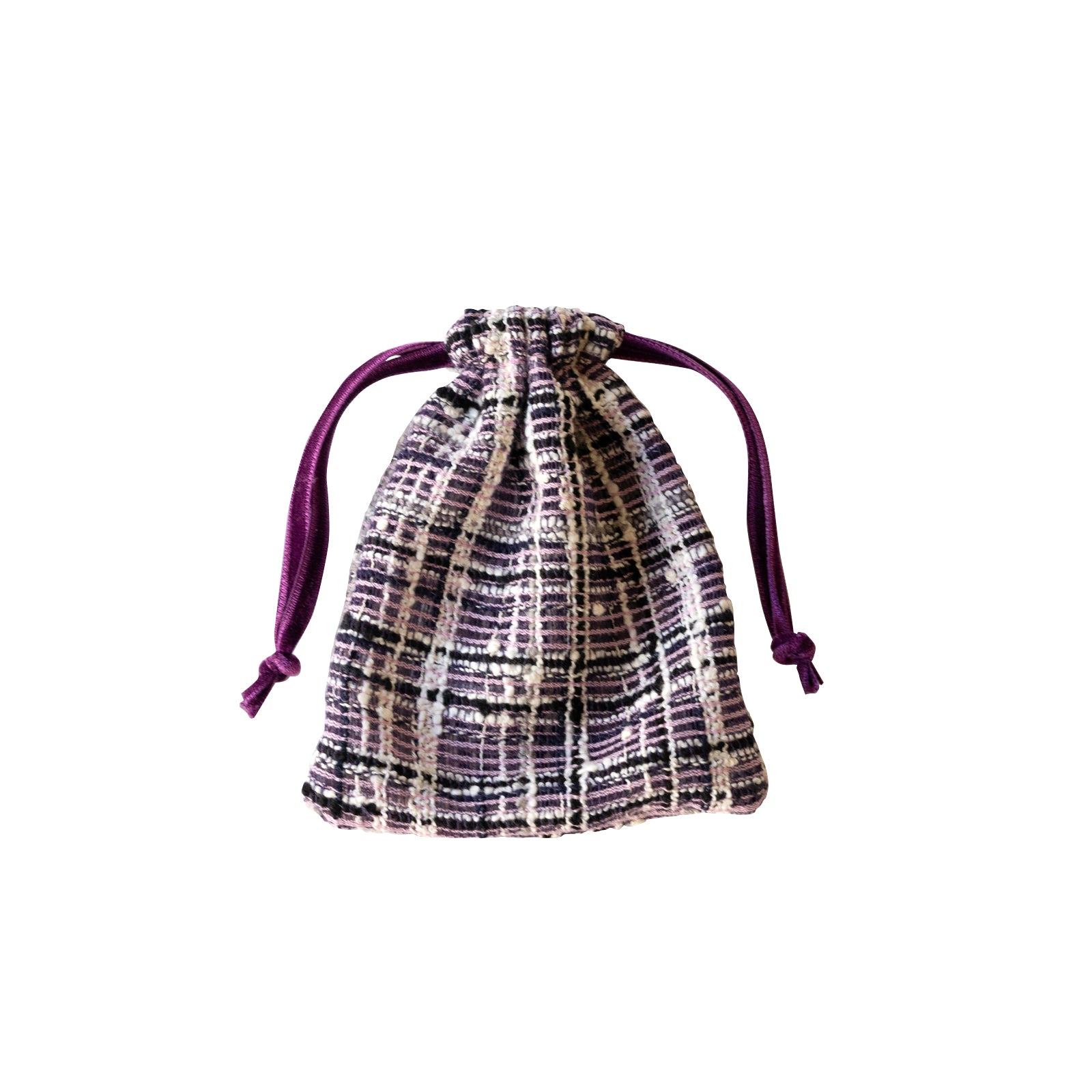 Mini drawstring pouch fancy tweed