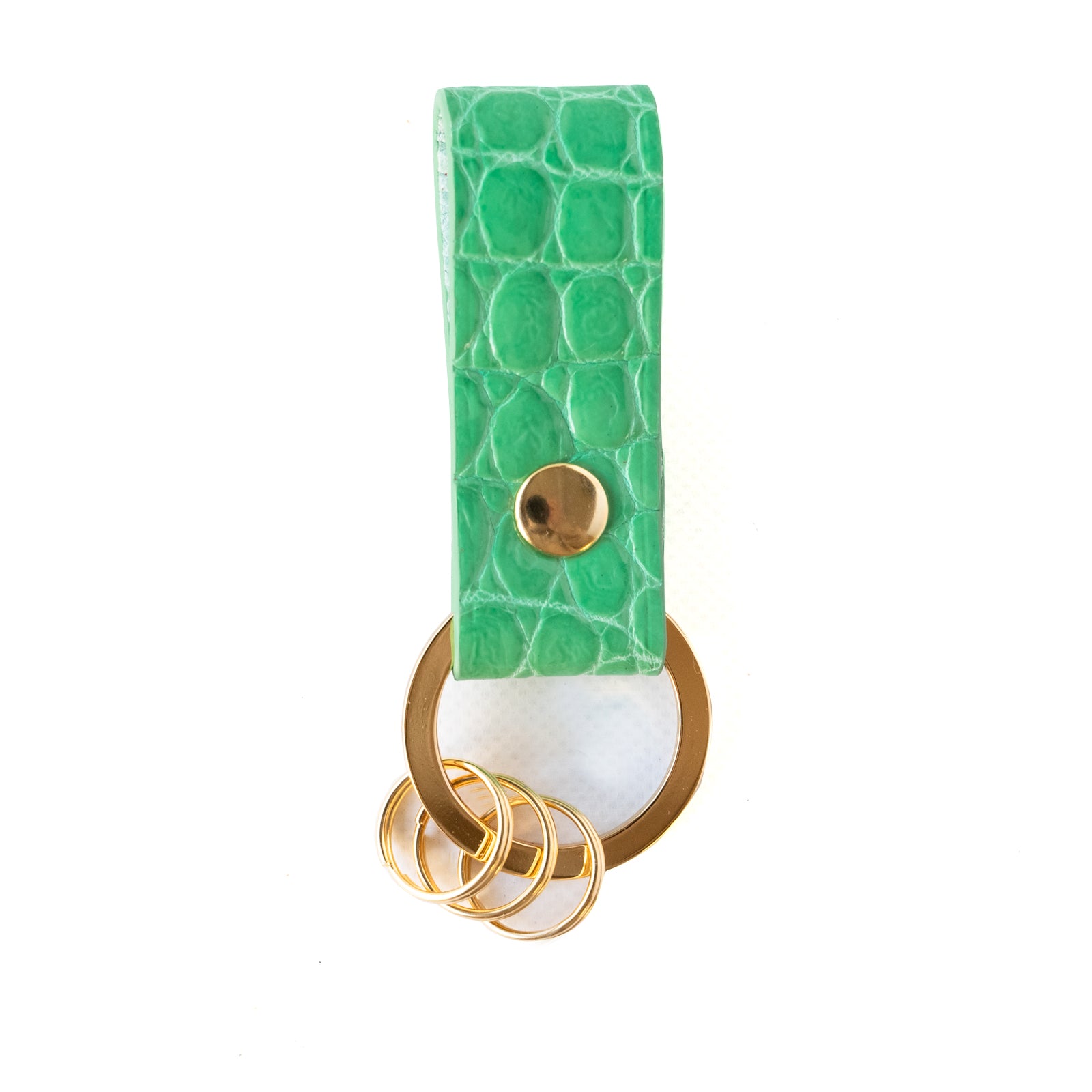 [6th Anniversary Sale] Leather Key Ring Crocodile (Shiny) / Turquoise