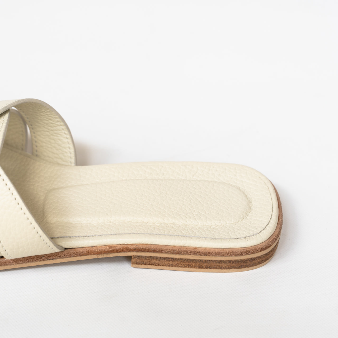 Leather flat sandals "Lupus" Cuir Mash/White