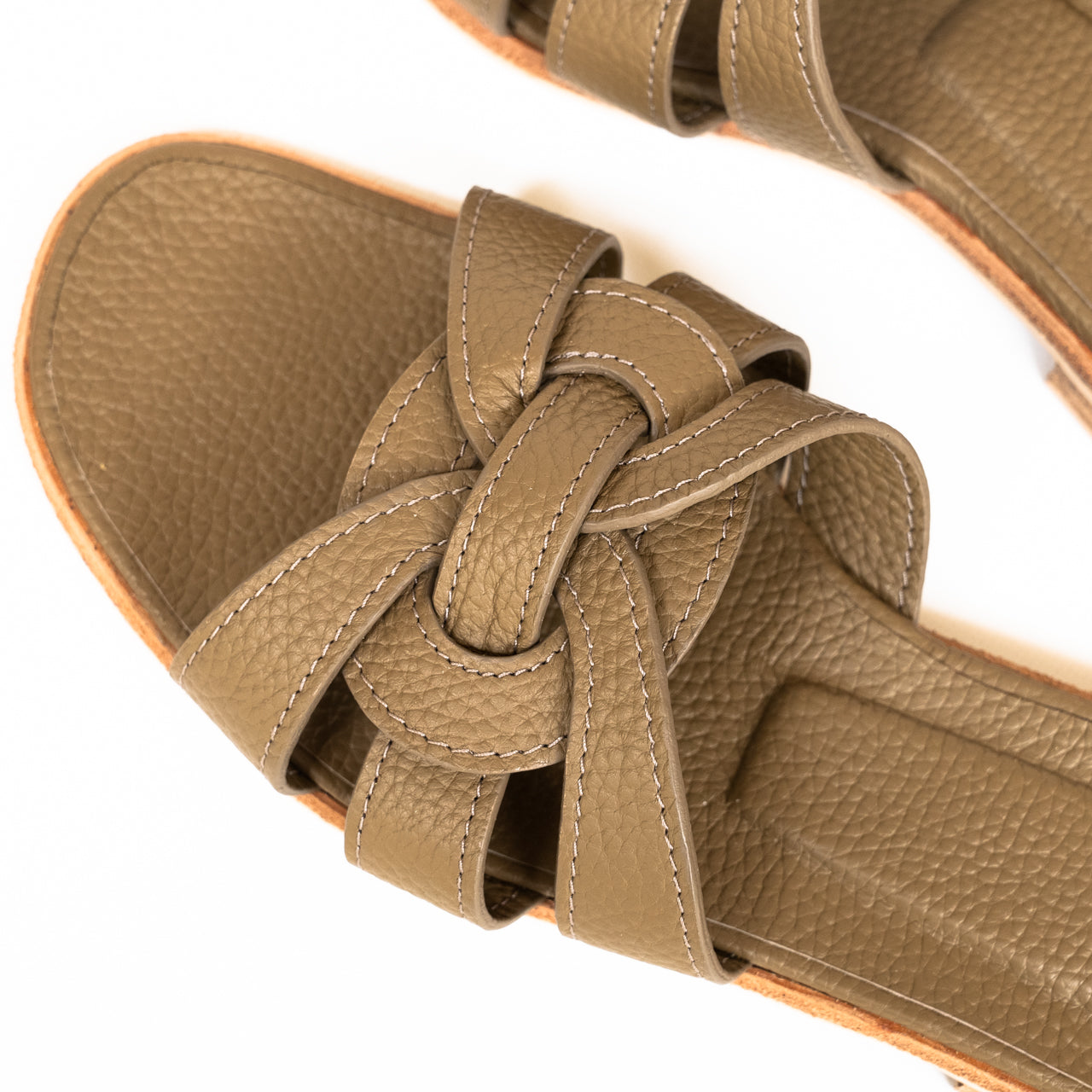 Leather flat sandals "Lupus" Cuir Mash/Taupe