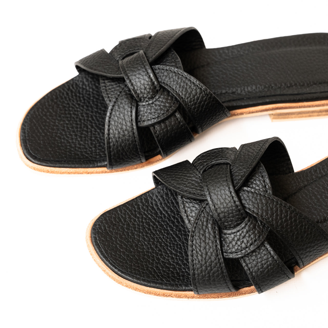 Leather flat sandals "Lupus" Cuir Mash/Black