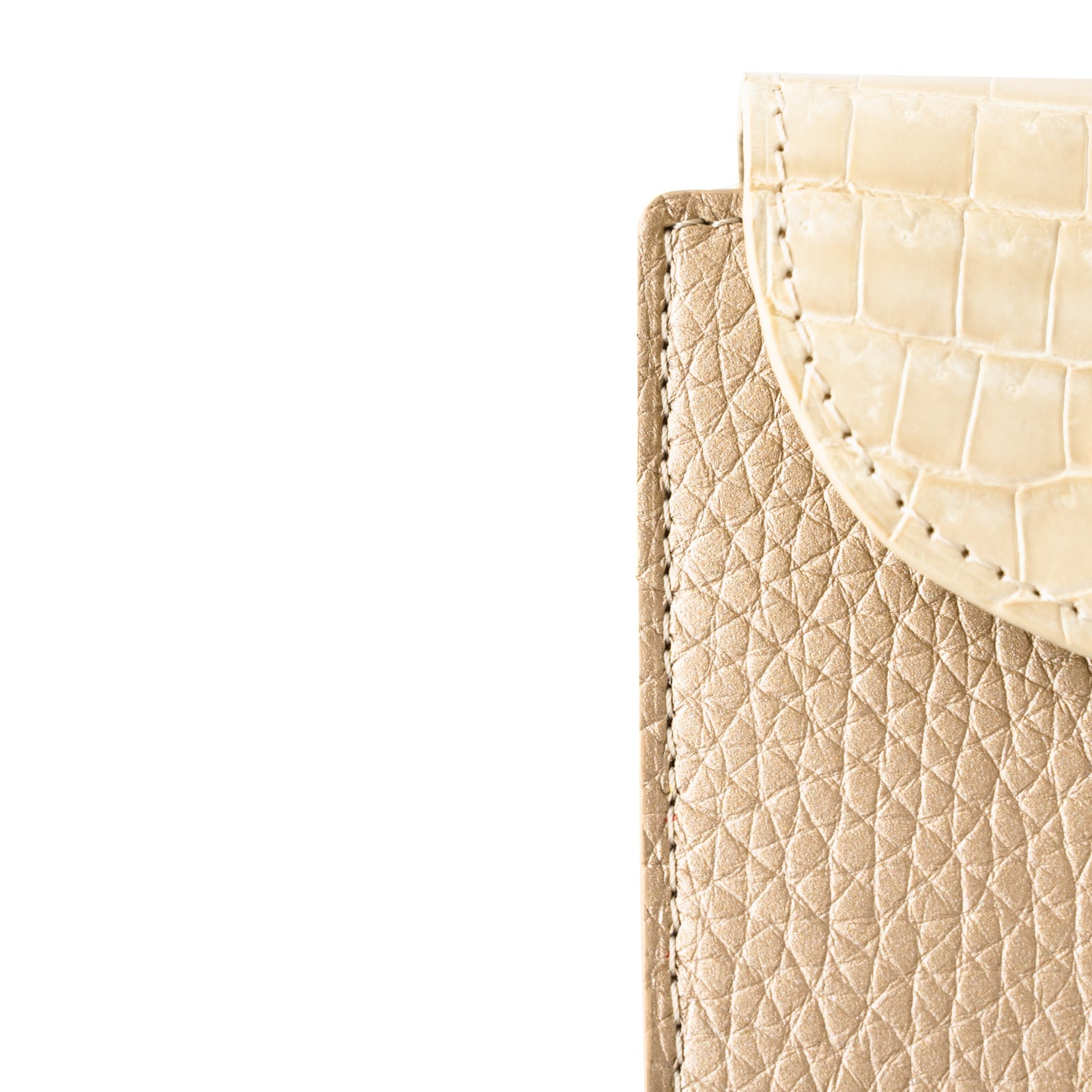 [Limited Item] Bi-fold Wallet Eclair Taurillon Clemence Crocodile Combination / Champagne Gold 
