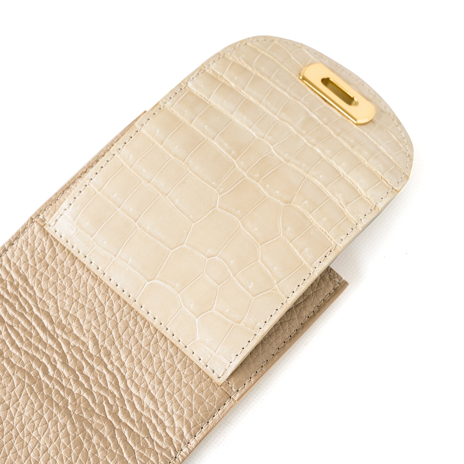 [Limited Item] Bi-fold Wallet Eclair Taurillon Clemence Crocodile Combination / Champagne Gold 
