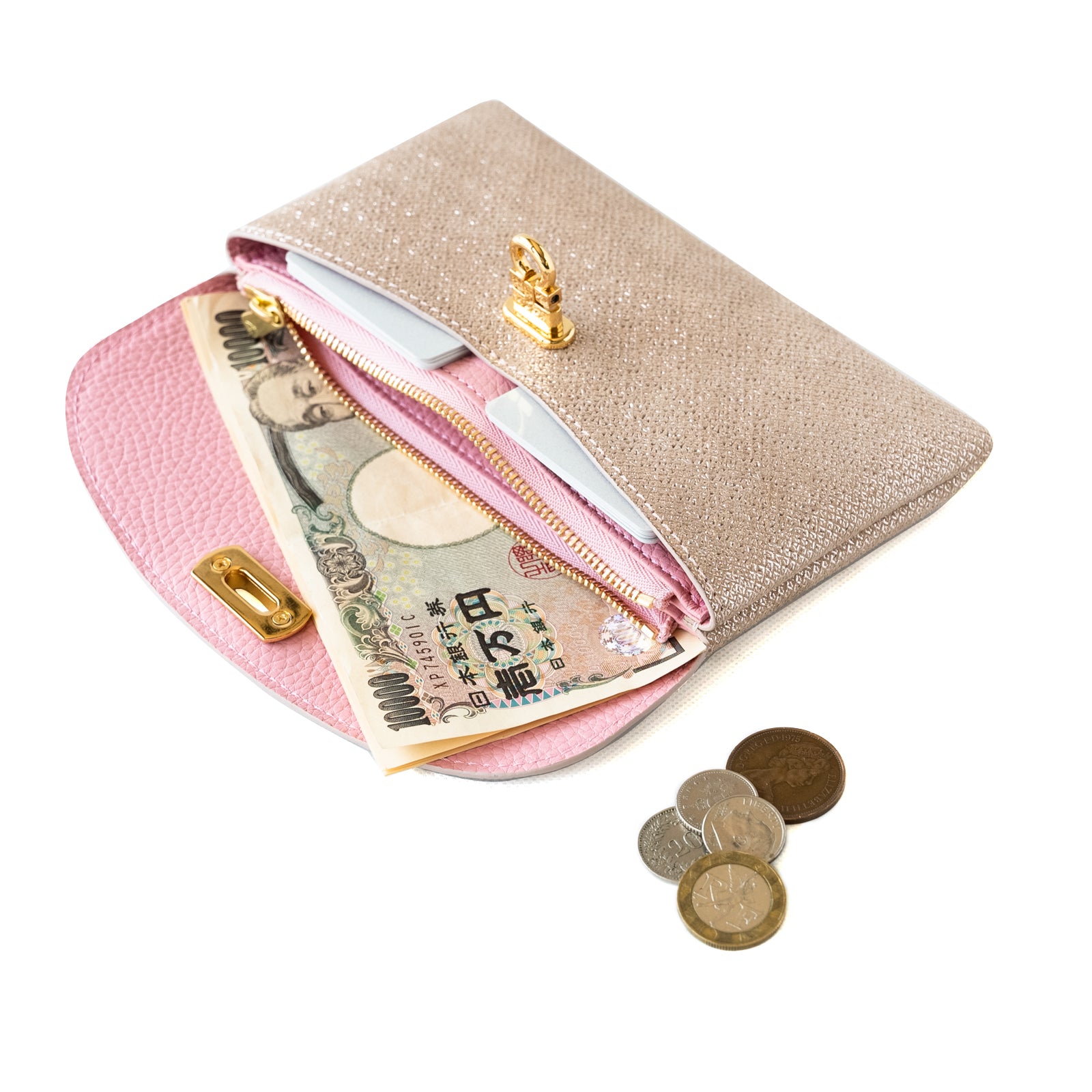[4/19-4/26 Limited Time/Pre-Order] Flap Wallet Fleur Long Chevre Lumiere / Rose Gold