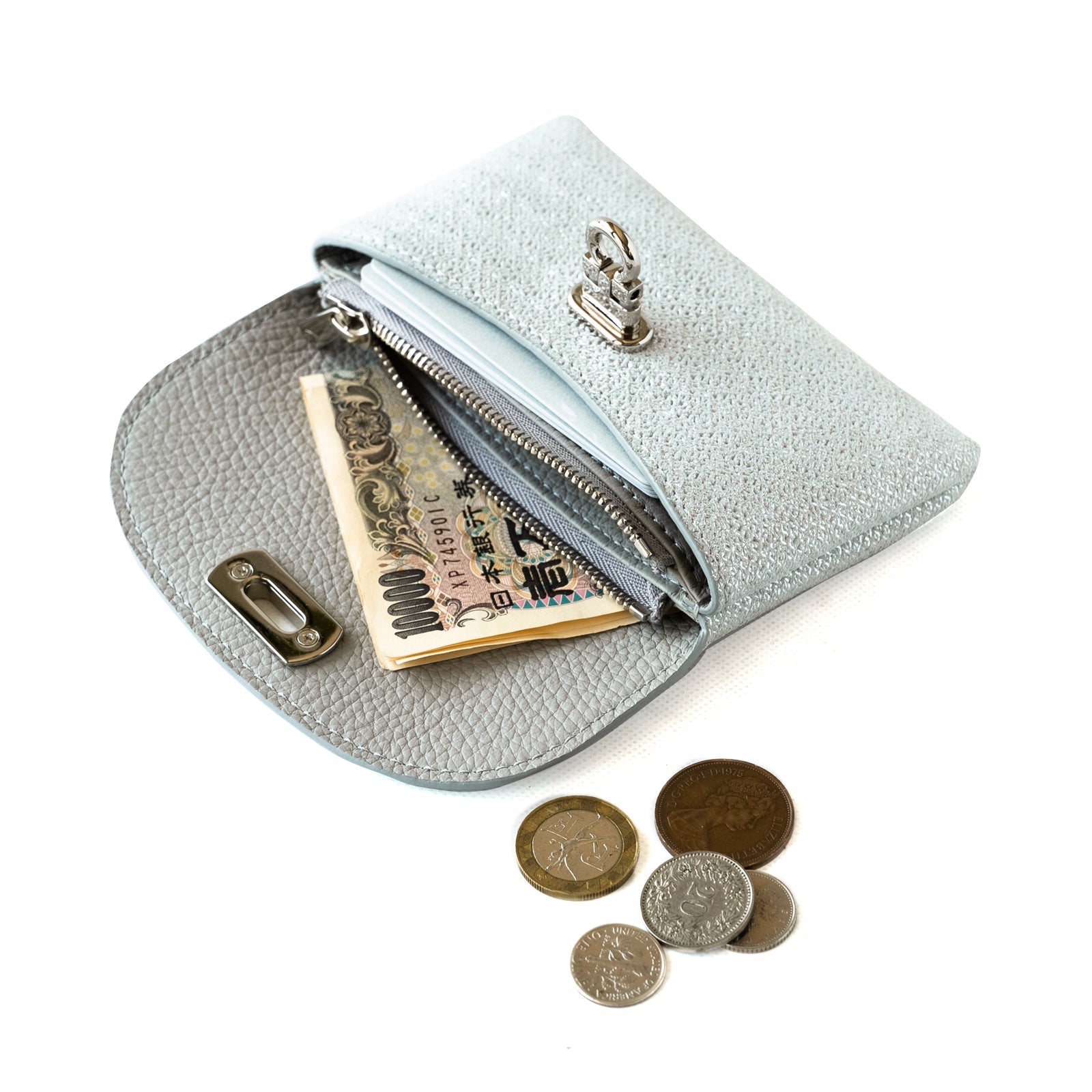 [4/19-4/26 Limited time only, pre-order sales] Flap Wallet Fleur Medium Chevre Lumiere / Silver