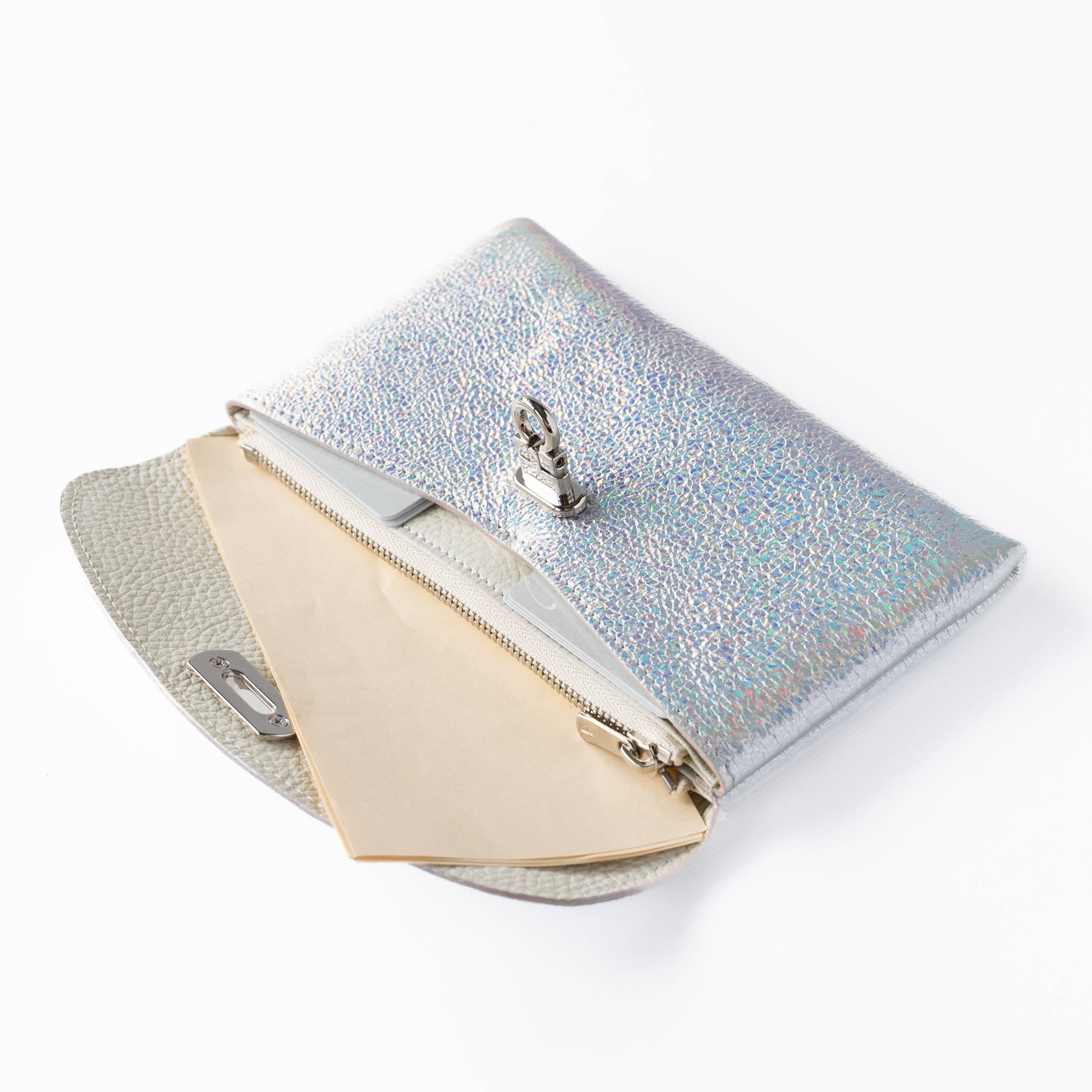 Leather flap long wallet / Prism