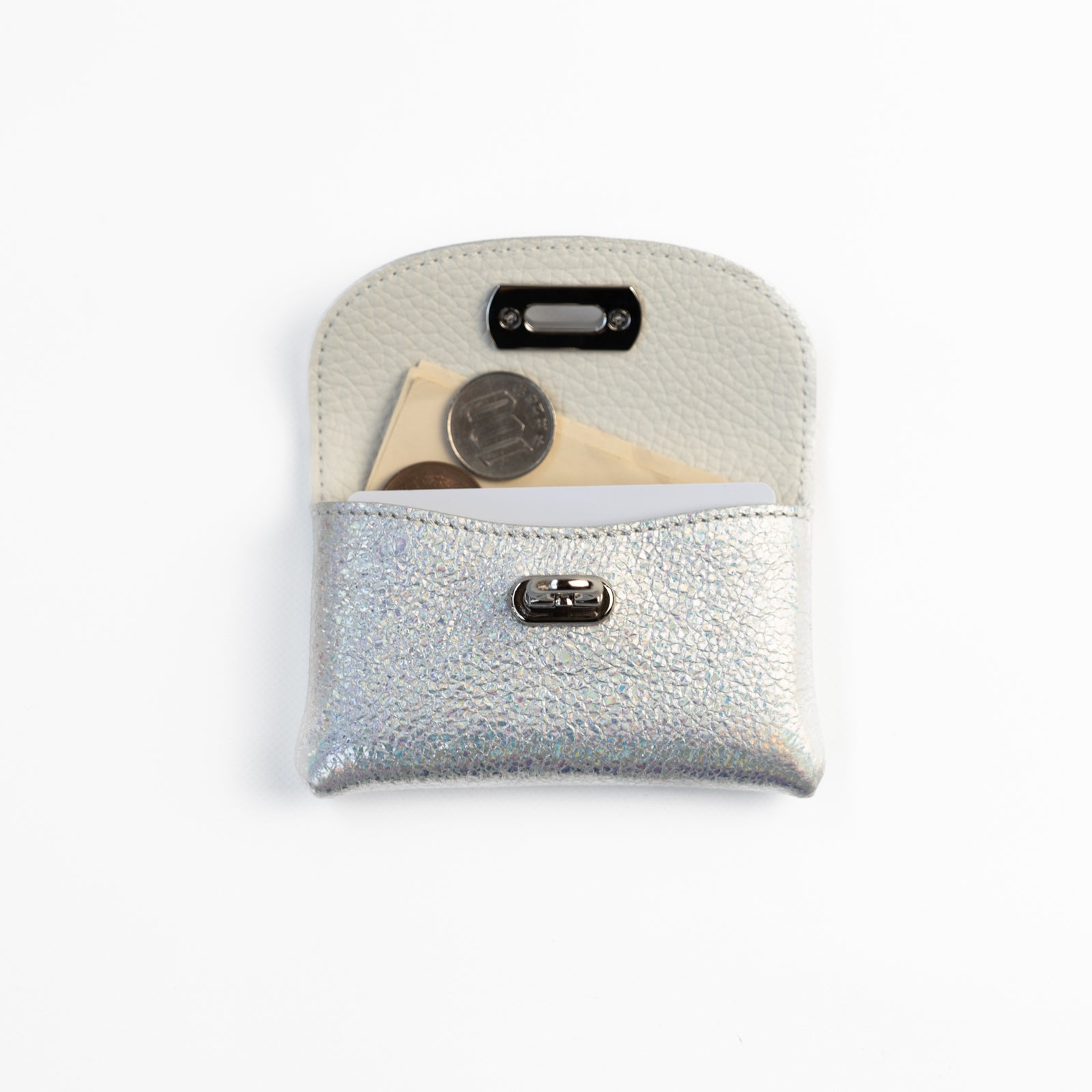 Leather flap mini wallet / Prism