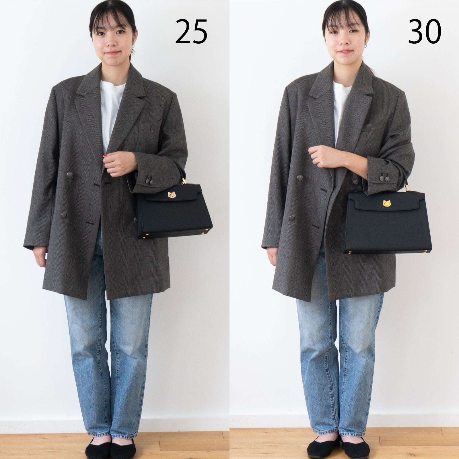 ハンドバッグ・ニャンパネラ30   キュイール・ミネルバ   /  ブラック [選べる金具]