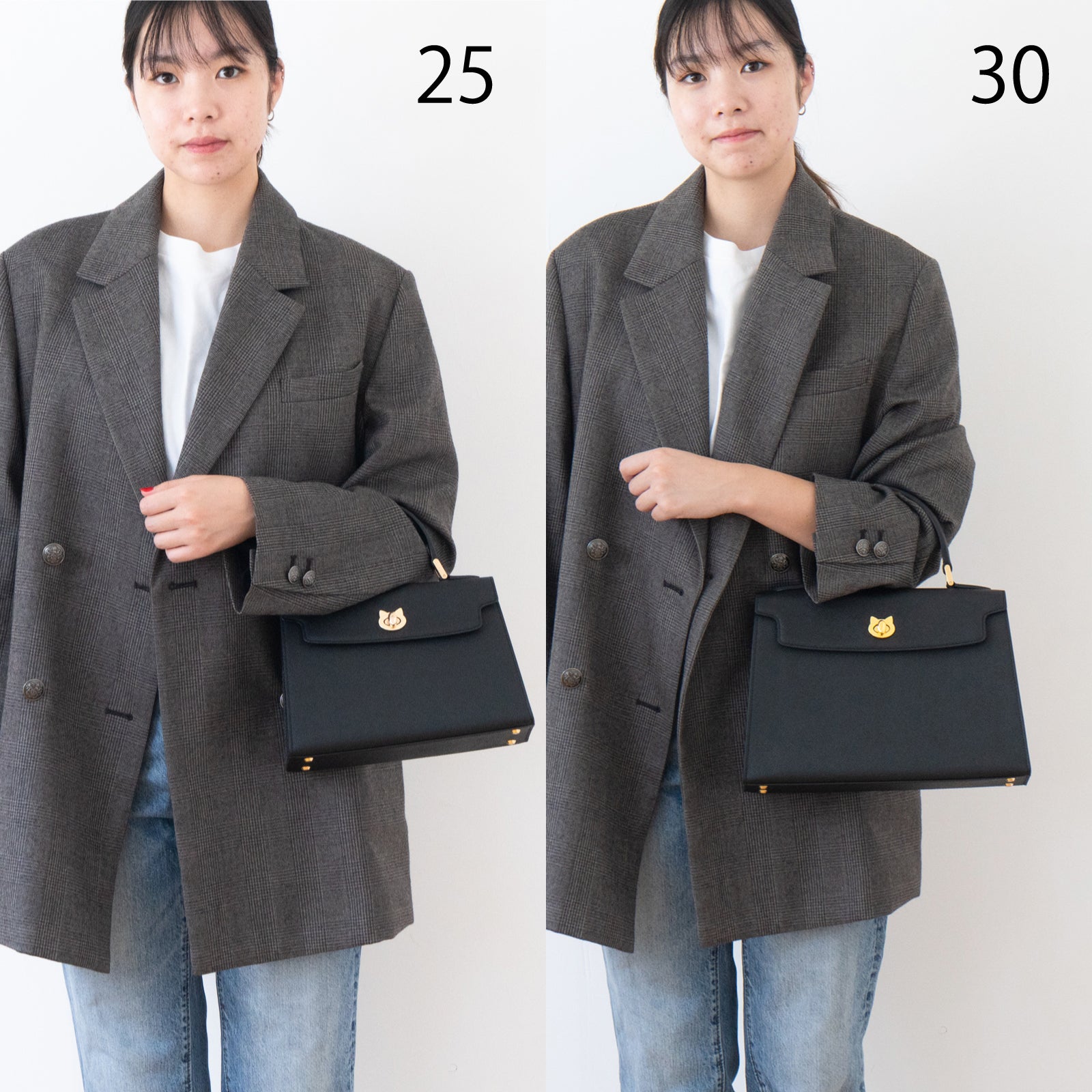 ハンドバッグ・ニャンパネラ30   キュイール・ミネルバ   /  ブラック [選べる金具]