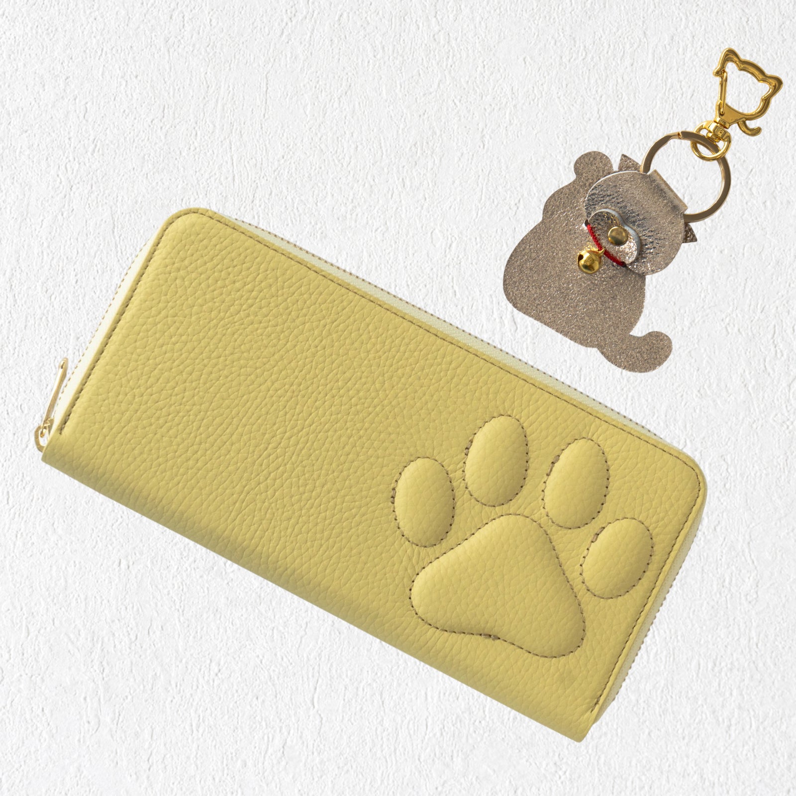 【数量限定】PAWラウンドファスナー長財布   招き猫チャーム付きSET  /  ジョーヌプッサン
