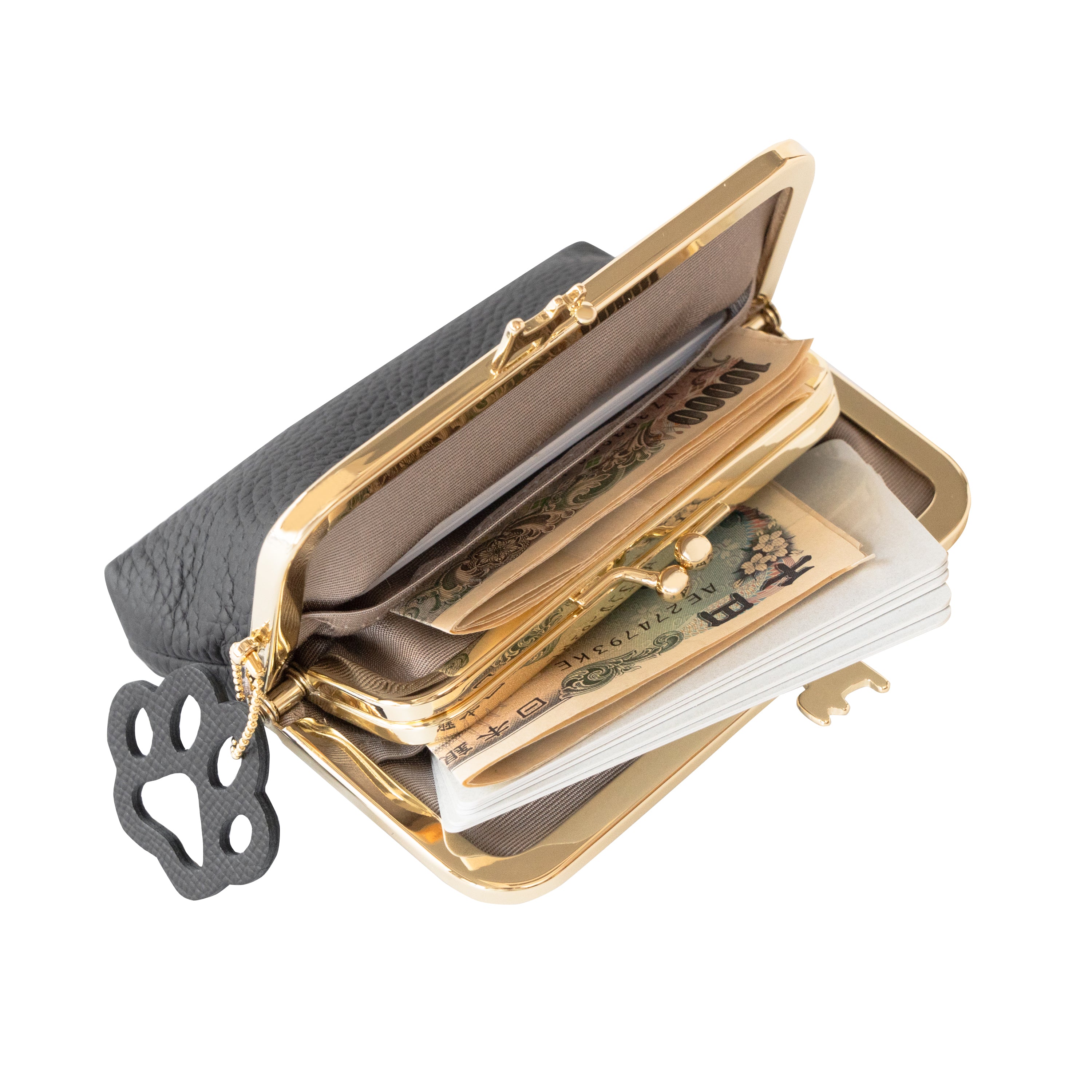 にゃまぐちウォレット　キュイール・マッシュ  /  ブラック