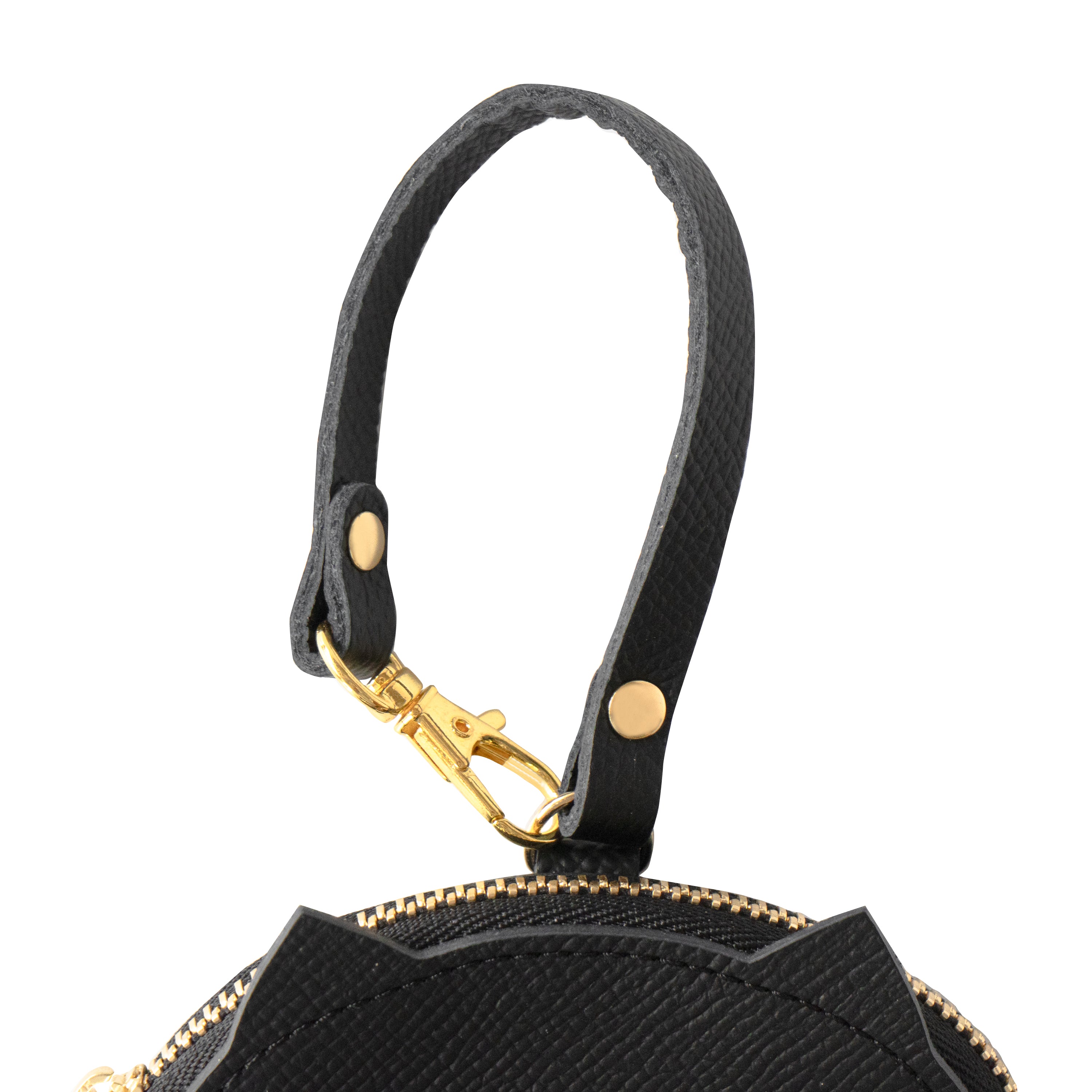 Meow Face Coin Case Cuir Minerva / Black