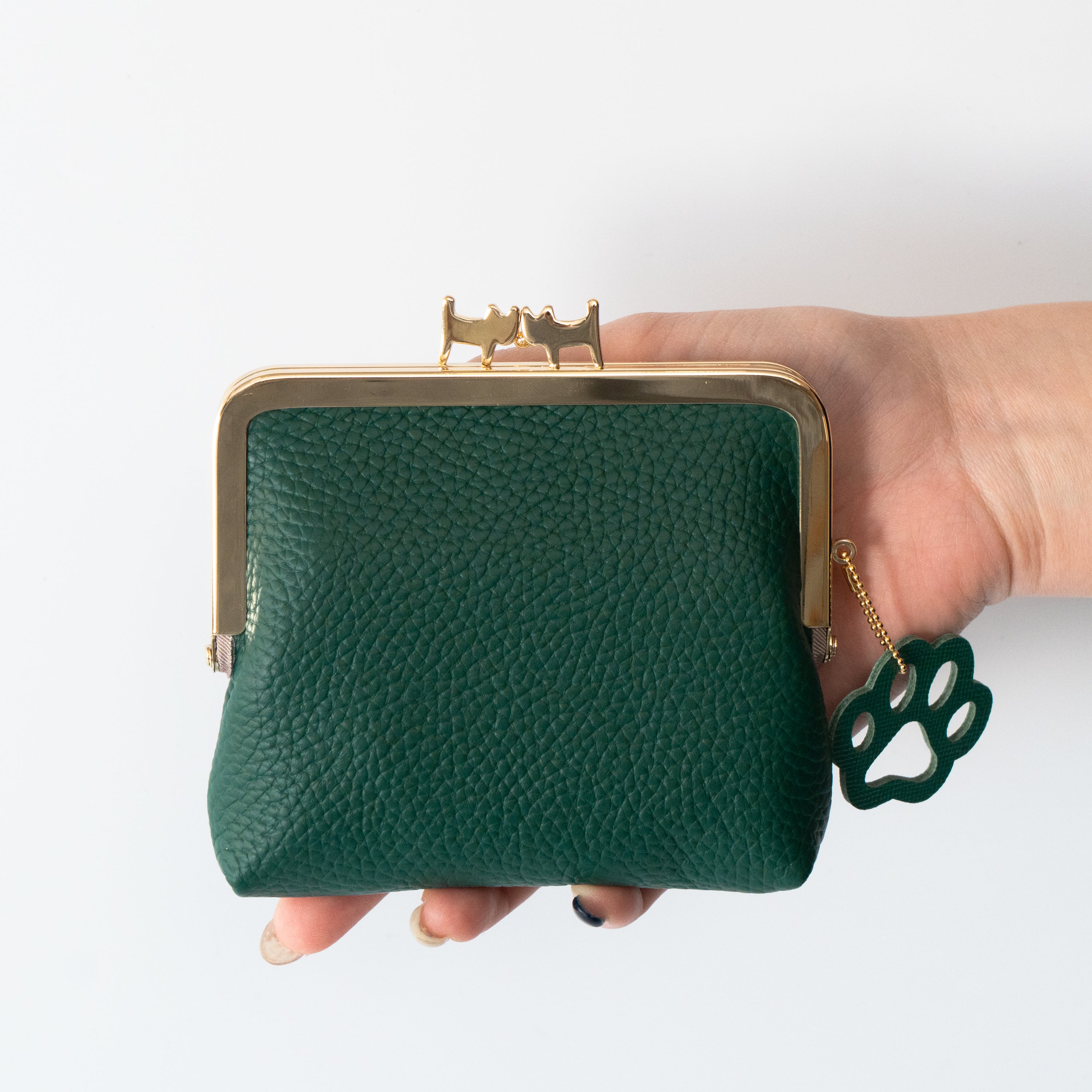 にゃまぐちウォレット　キュイール・マッシュ  / エメラルド