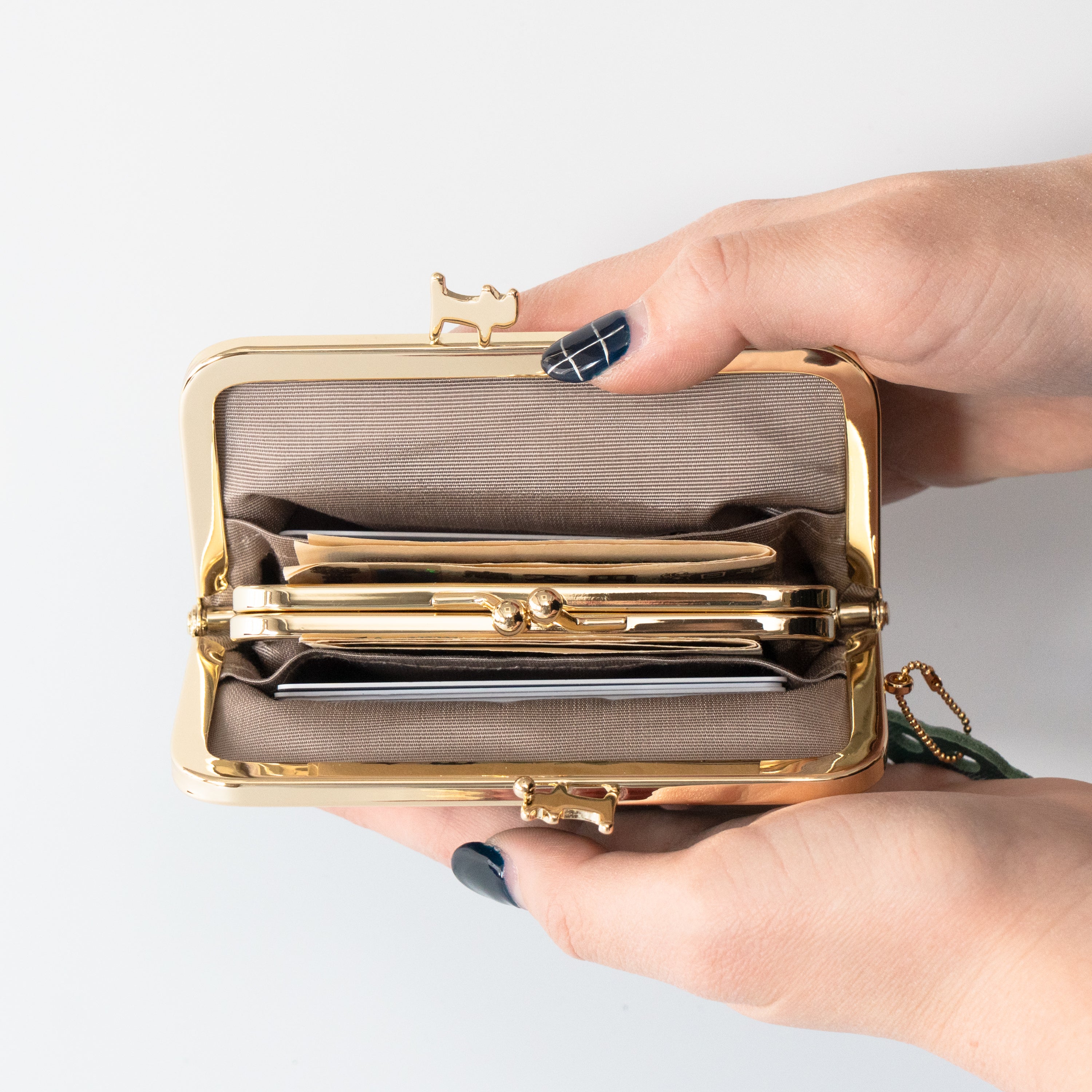 にゃまぐちウォレット　キュイール・マッシュ  / エメラルド