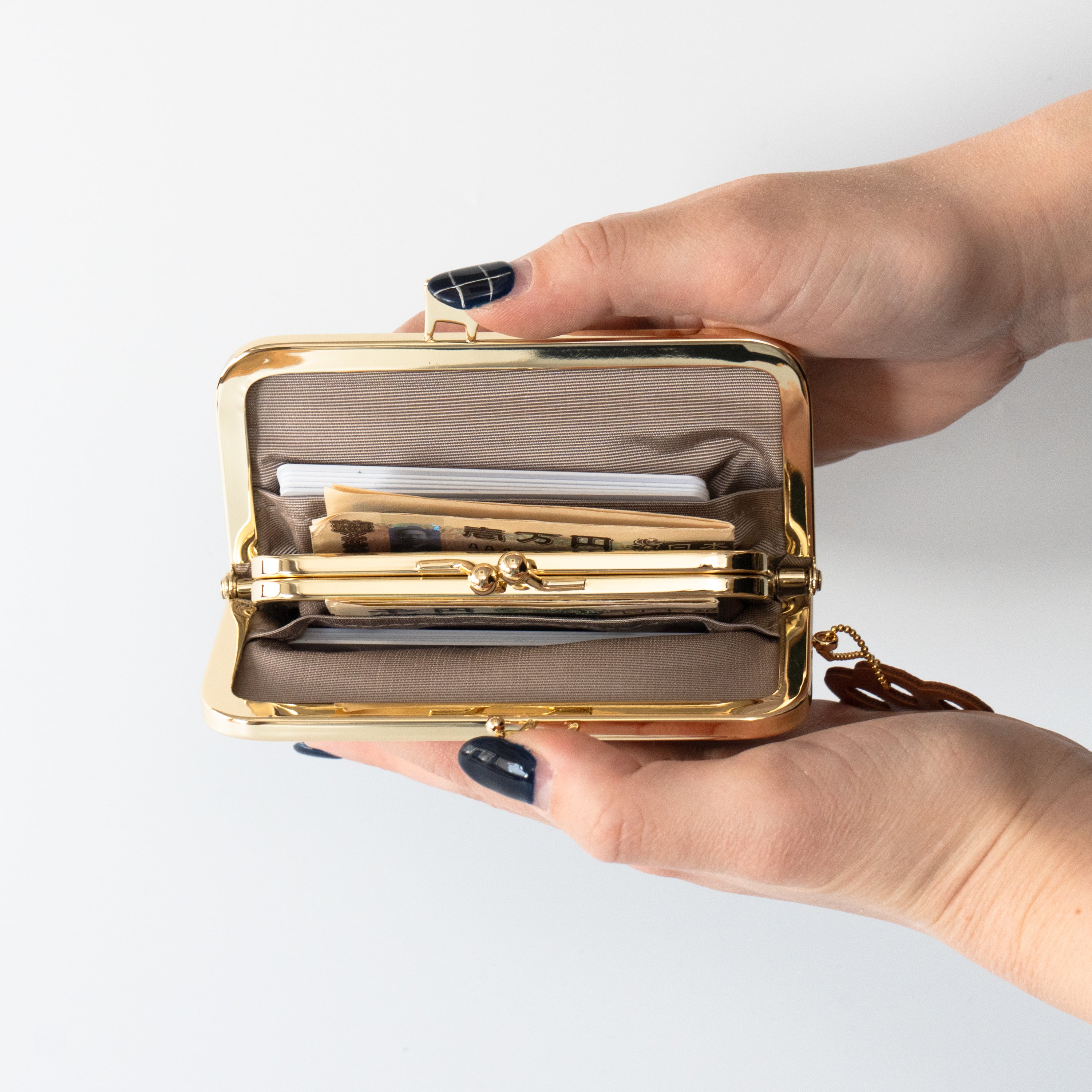 にゃまぐちウォレット　キュイール・マッシュ  / キャメル