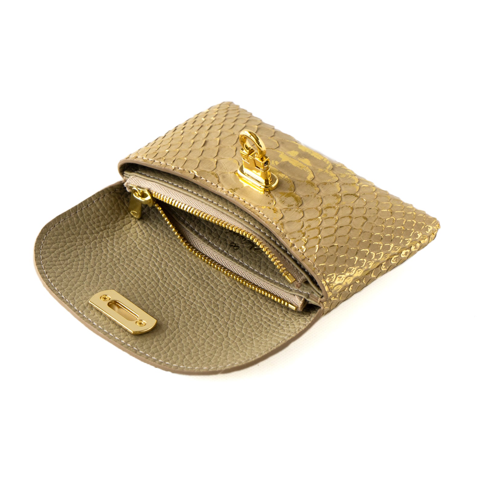 [Order] Flap Wallet Fleur Medium Python / Gold Beige