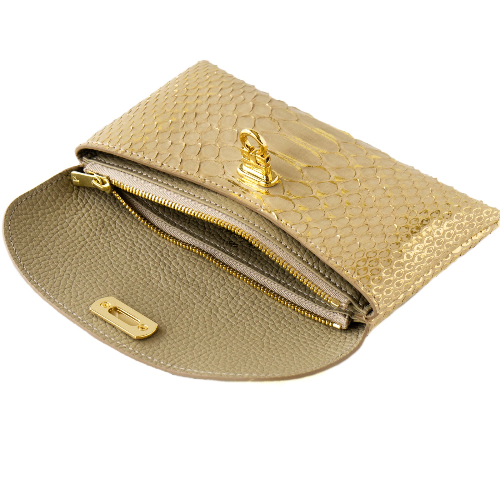 Flap Wallet Fleur Long Foil Python / Gold Beige