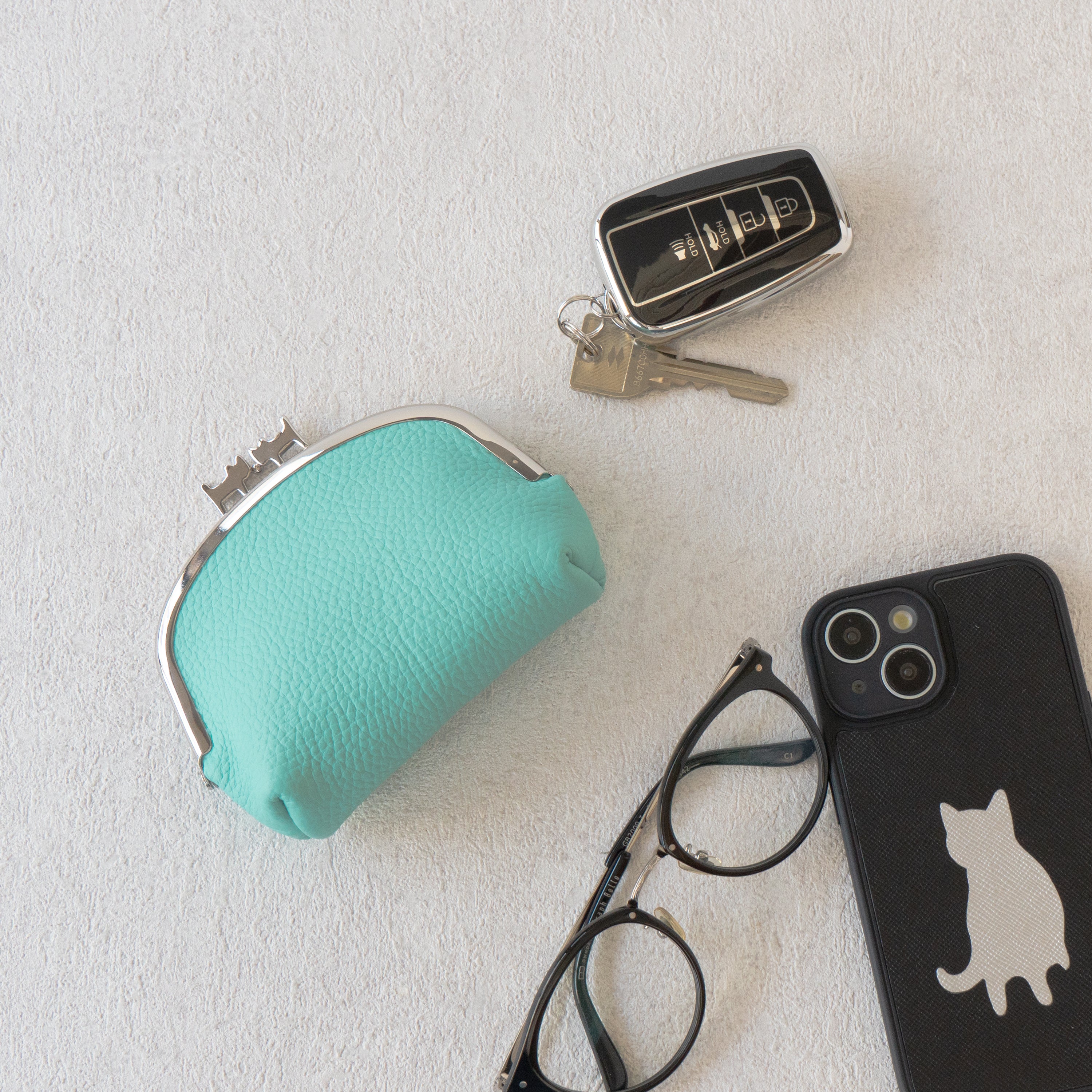 【期間限定：4/24(金)22:00〜26(日)】【受注生産】にゃまぐちポーチ   キュイール・マッシュ /  ブルードラジェ