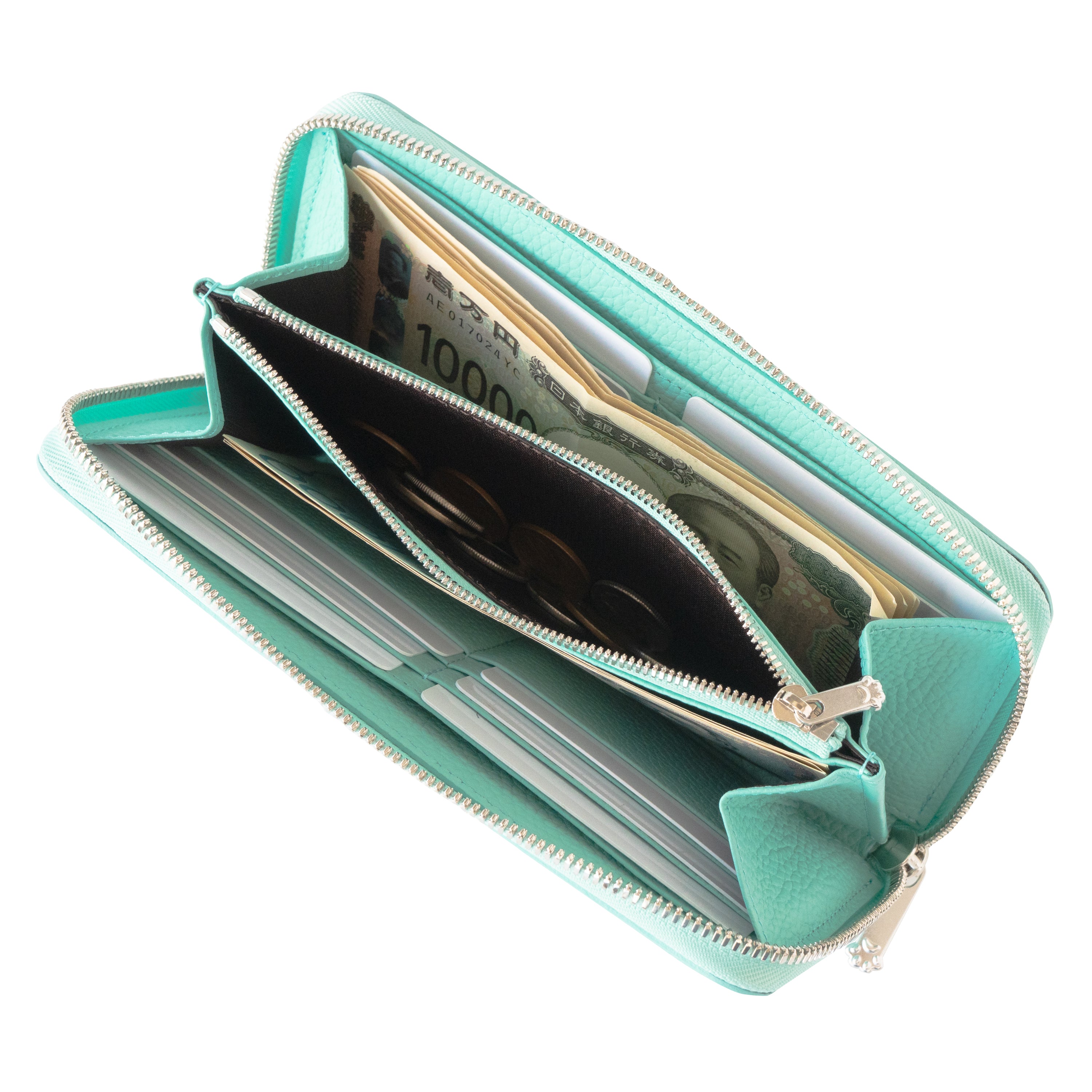 [Limited Edition] PAW Round Zip Wallet with Maneki-Neko Charm Set / Blue Dragee