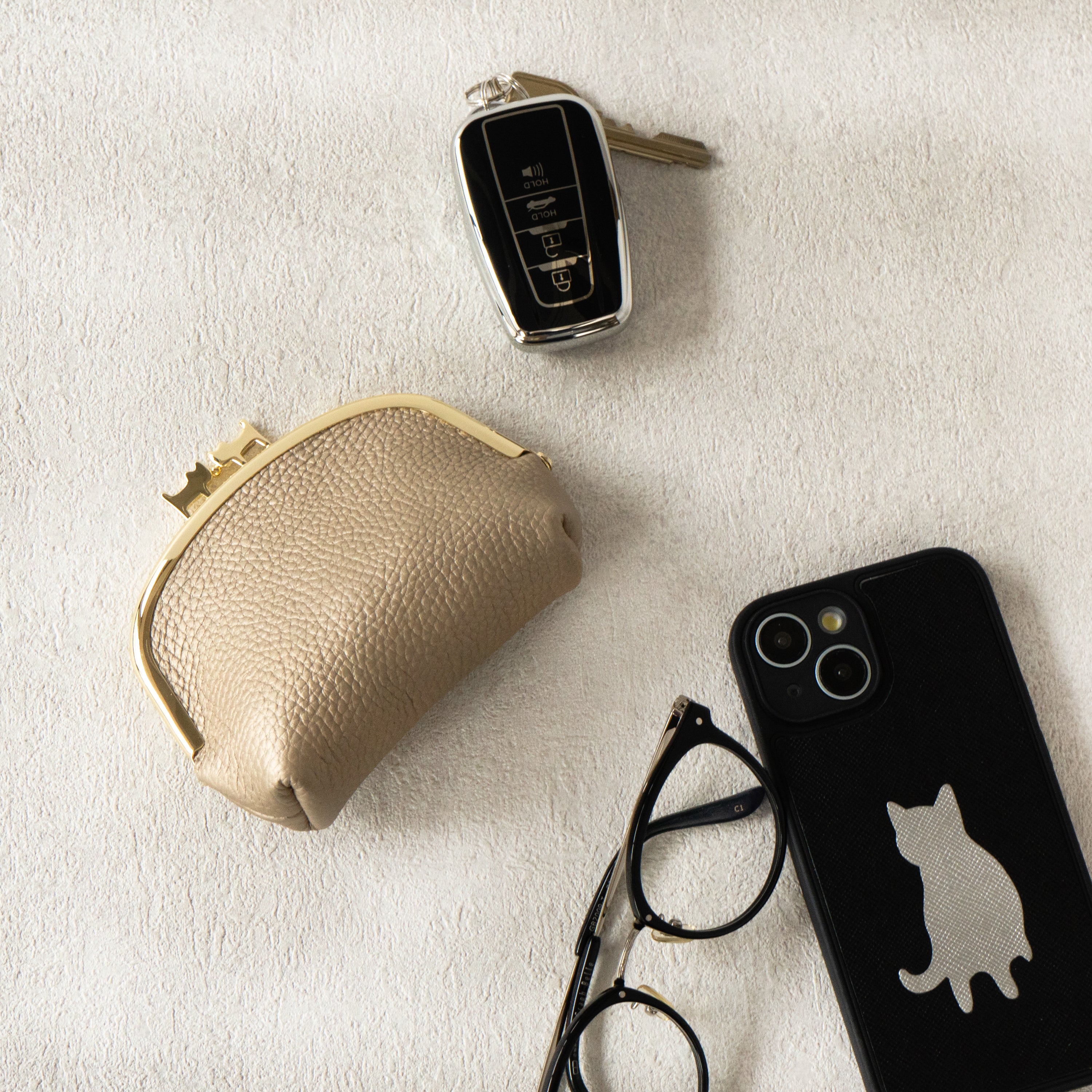 【期間限定：4/24(金)22:00〜26(日)】【受注生産】にゃまぐちポーチ   キュイール・マッシュ / シャンパンゴールド