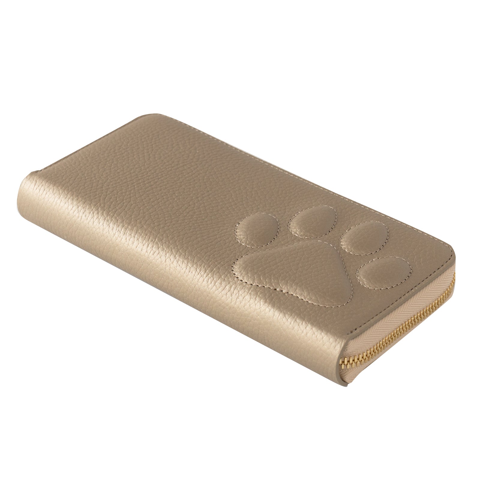 [Limited Quantity] PAW Round Zipper Long Wallet with Maneki-neko Charm Set / Champagne Gold