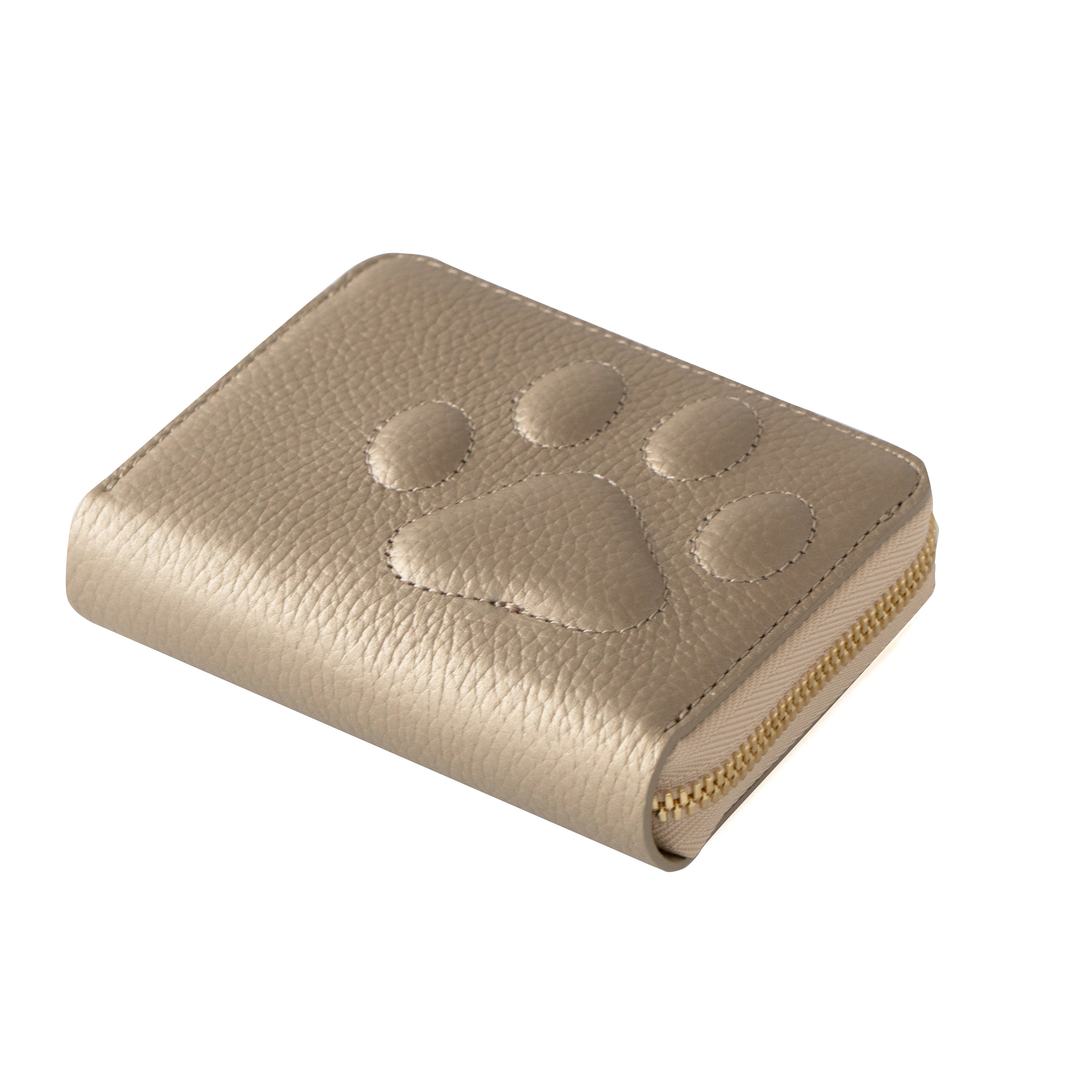 [Limited Edition] PAW Round Zipper Medium Wallet with Maneki-Neko Charm Set / Champagne Gold