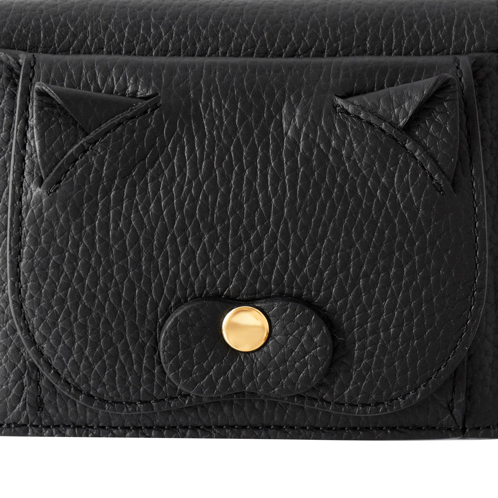 Philosophii　フィロソフィー　猫　二つ折り財布 ブラック にゃんフェイス2つ折り財布 キュイール・マッシュ / ブラック