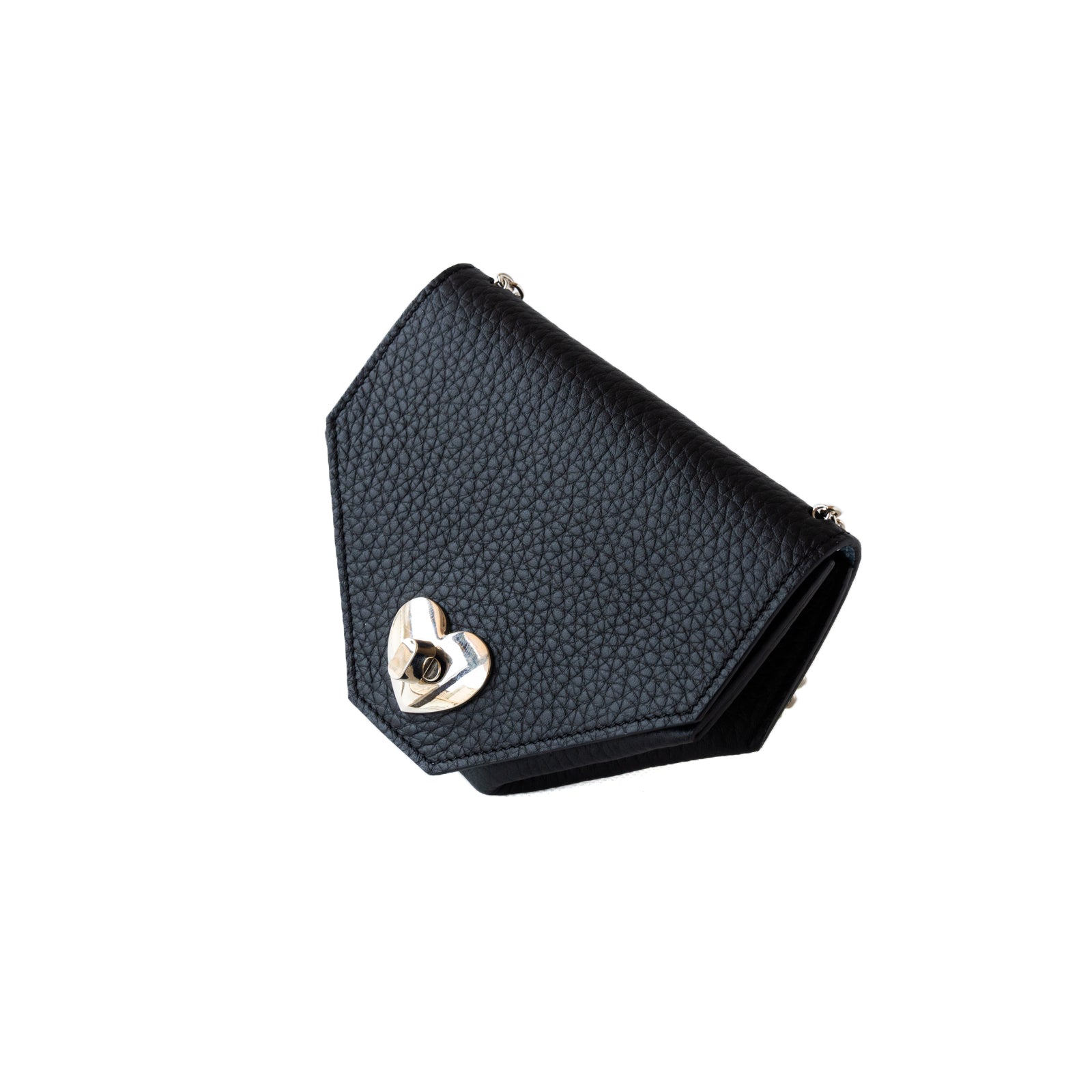 [Backside color customization available from 6/21 (Fri) to 6/30 (Sun)] Heart 2WAY pouch in Taurillon Clemence / Black