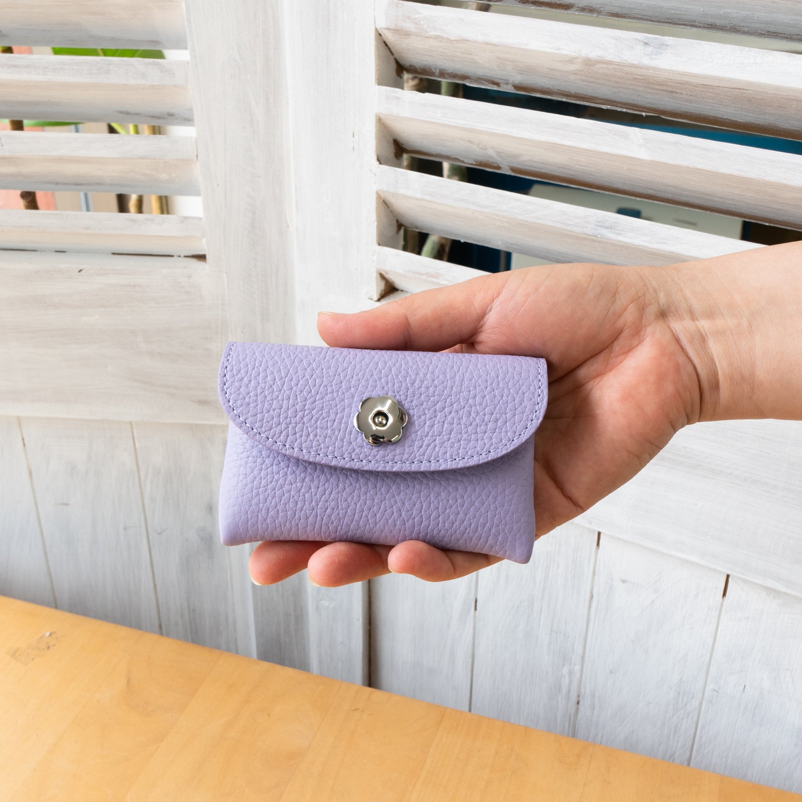 [Year-end Thanksgiving Sale] Flap Wallet Fleur Mini Cuir Mache / Lavender