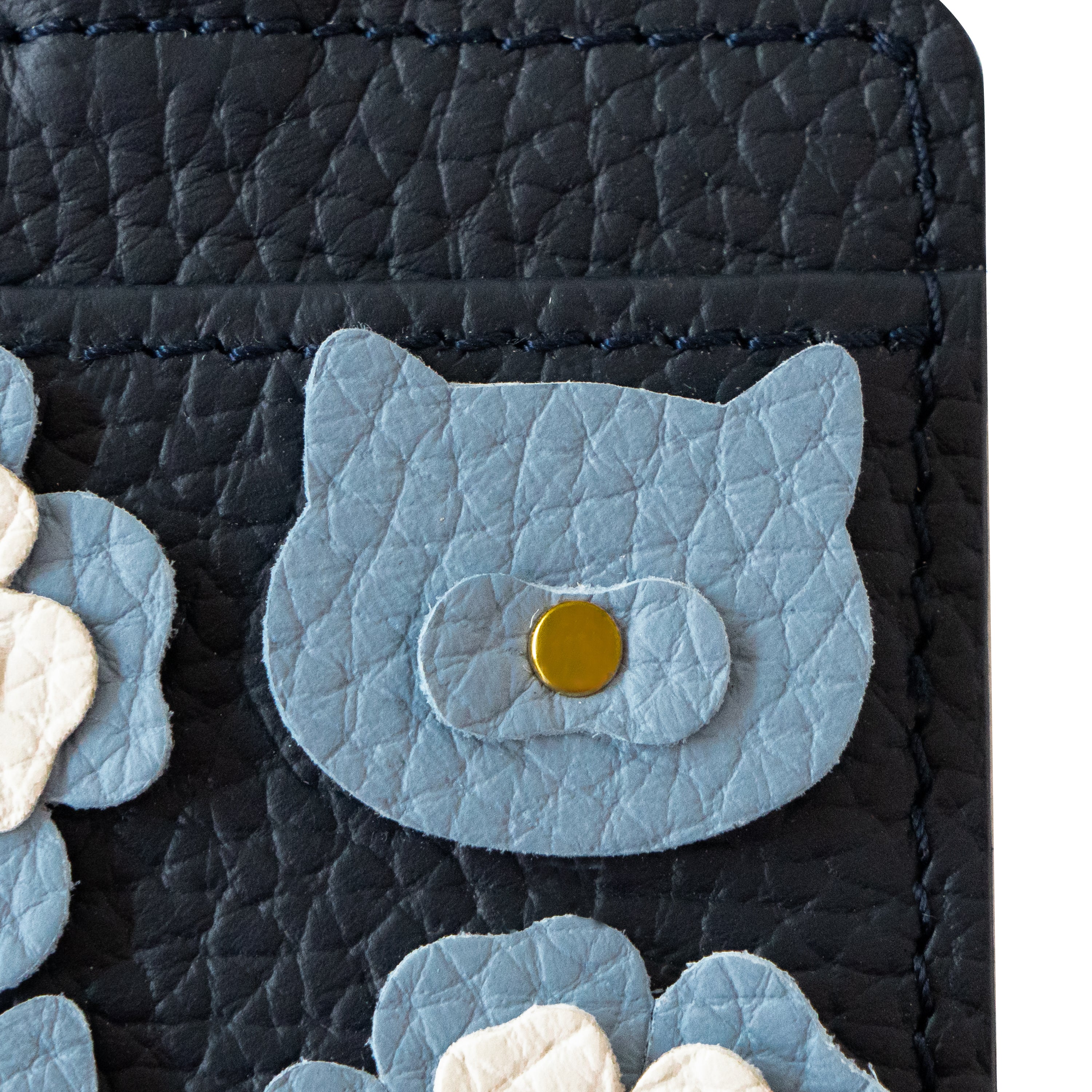 [Pre-order sales: 5/15 (Fri) 22:00 - 17 (Sun)] Flower Nyancard Pass Holder Cuir Mache / Bleu Nuit