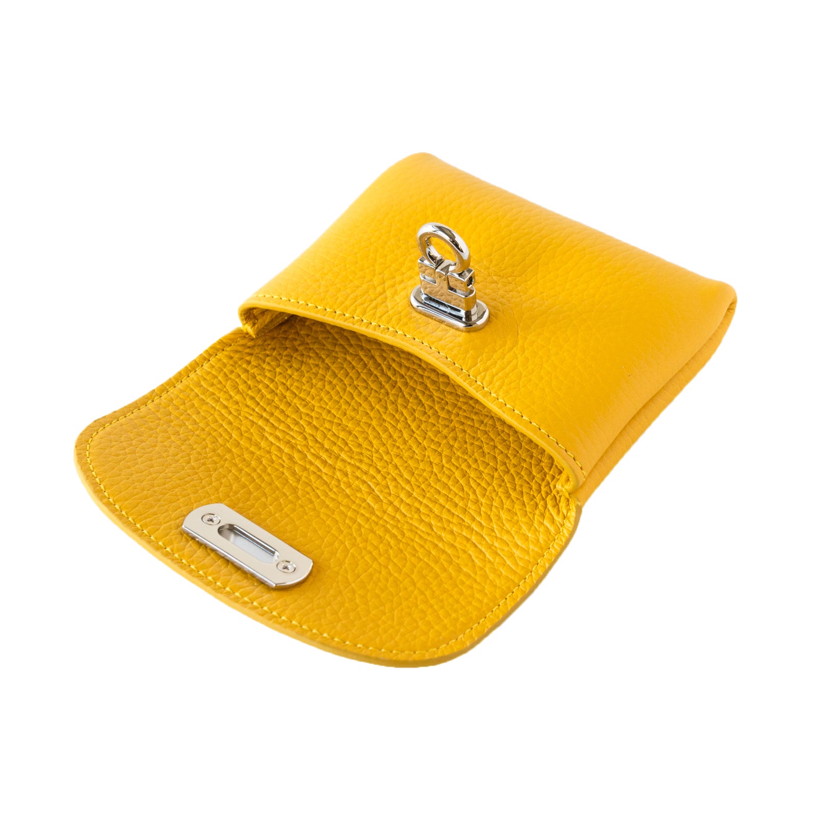 [Year-end Thanksgiving] Fleur Pouch S Cuir Mache / Jaune