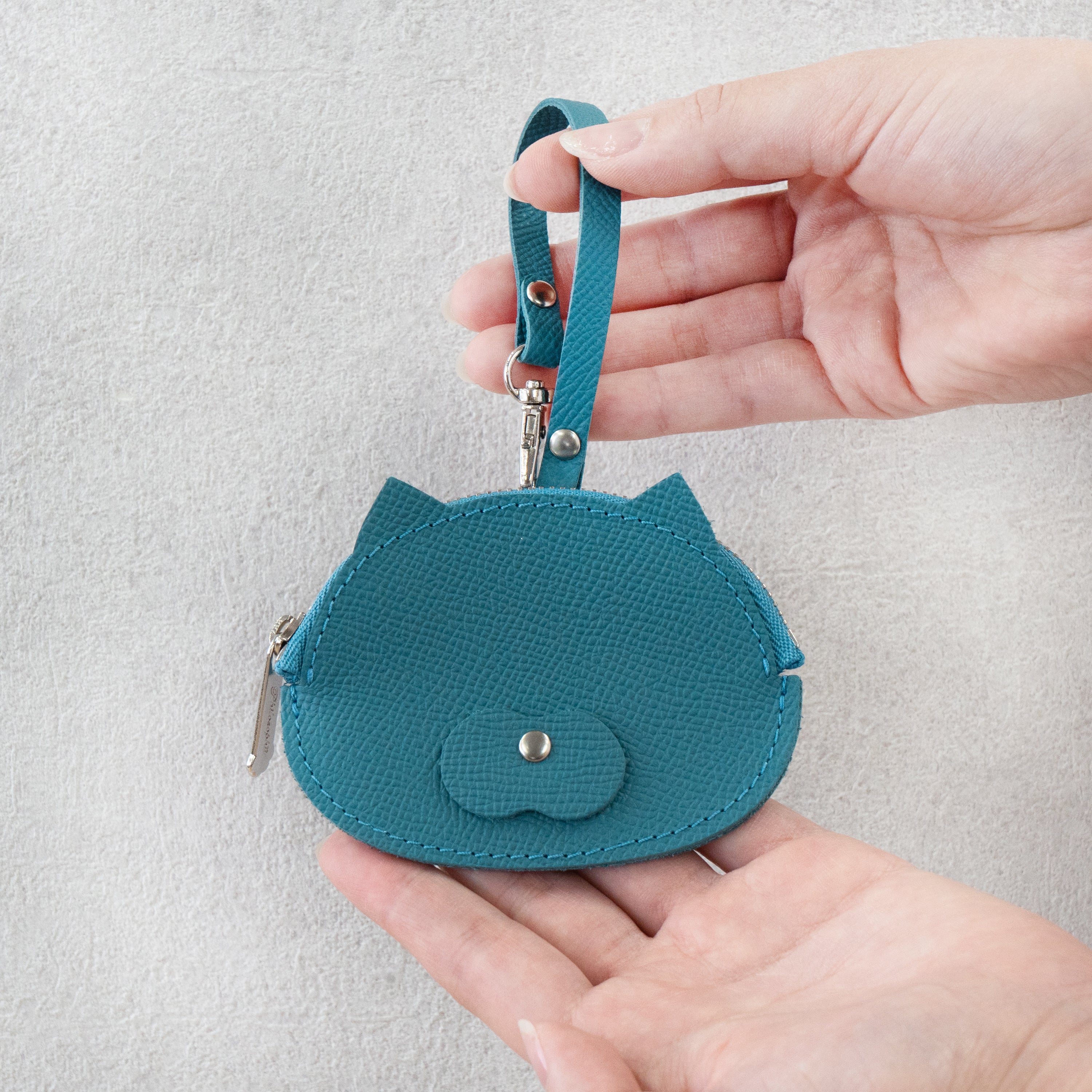 Nyan Face Coin Purse, Veau Epsom / Blue Jean