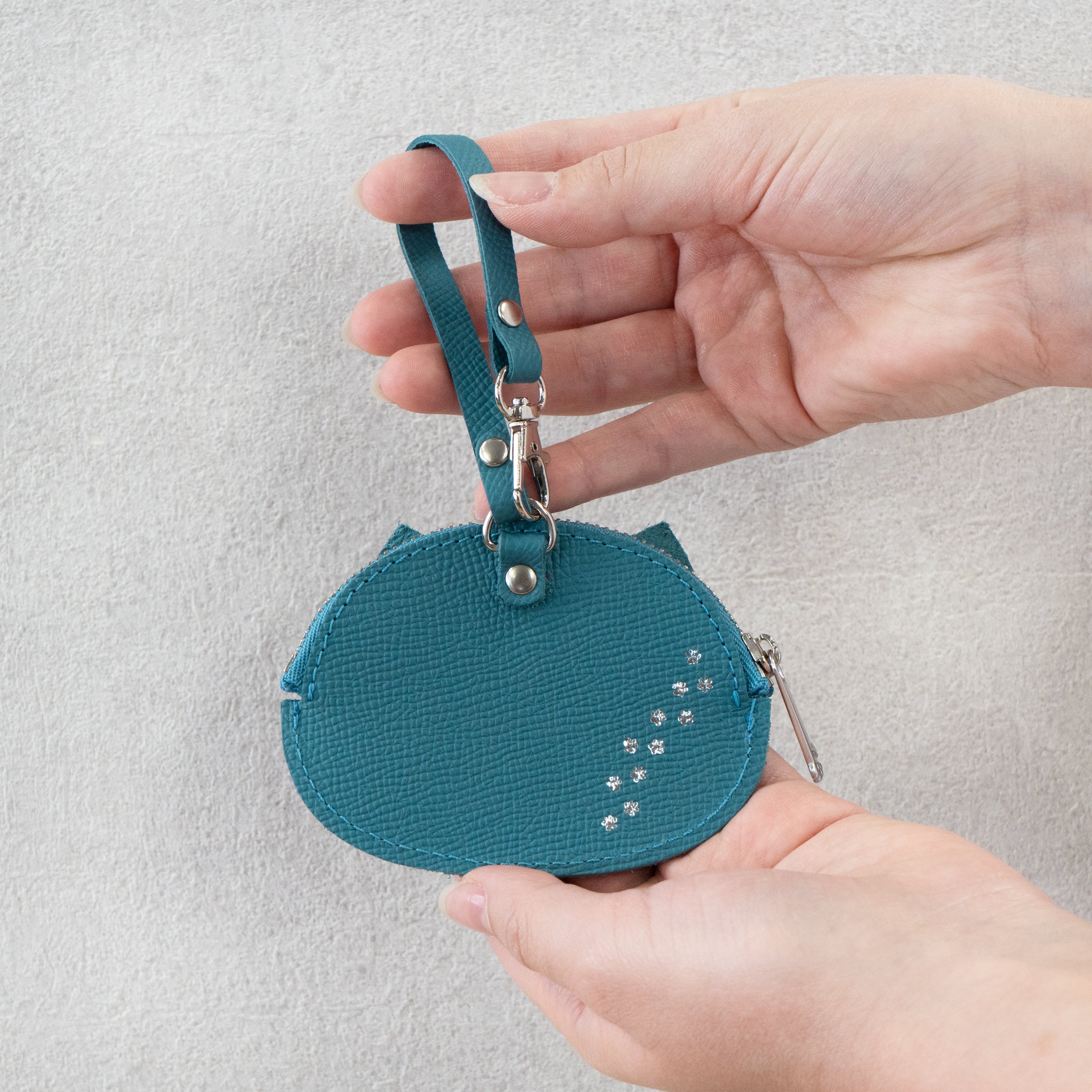 Nyan Face Coin Purse, Veau Epsom / Blue Jean