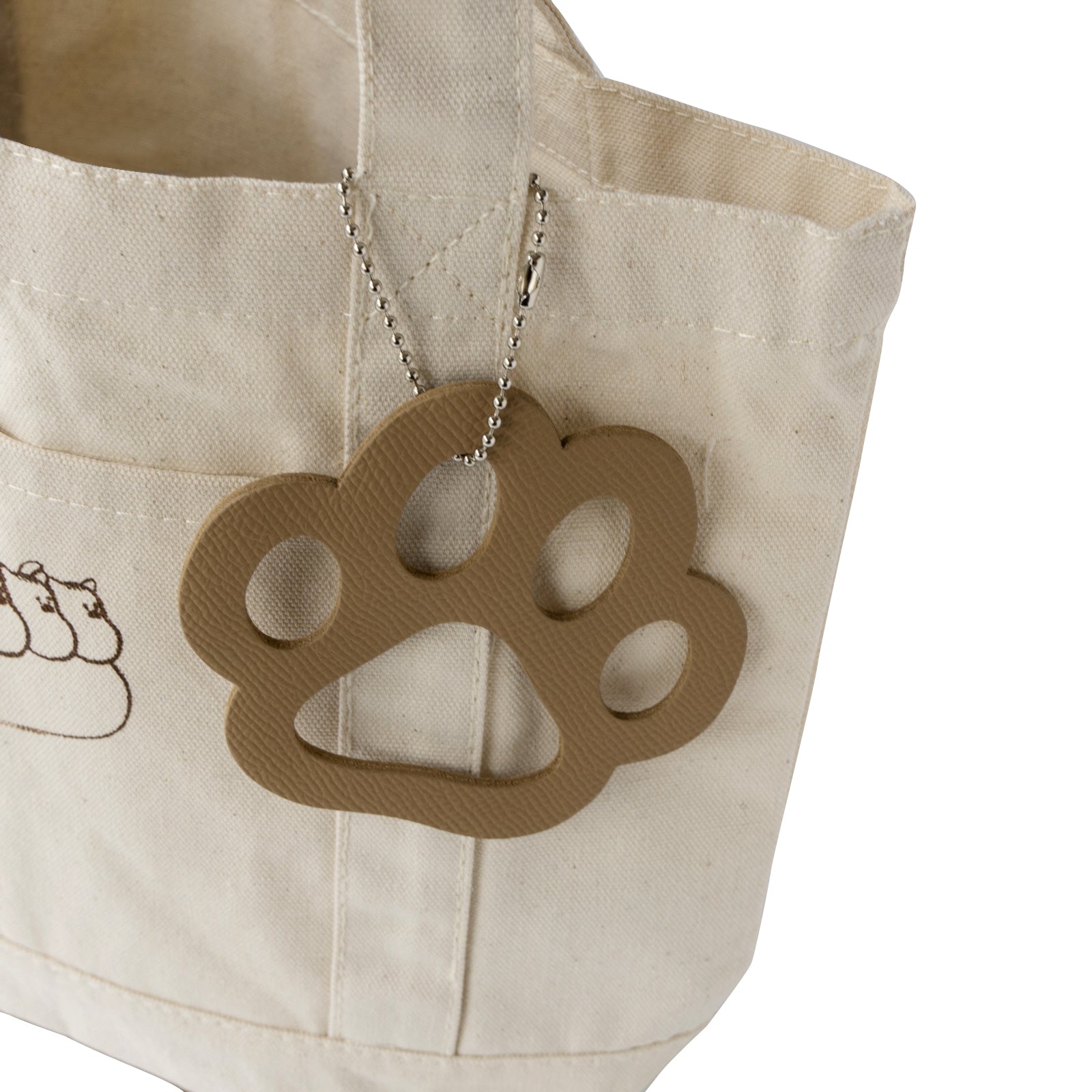 [8/8 (Thu) International Cat Day - One-day only pre-order sale] Cotton cat tote with big paw charm / Natural x Chai