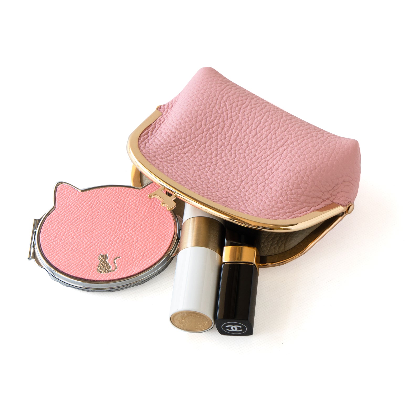 [8/22 (Thu) One-day only, pre-order sales] Nyamaguchi pouch Cuir Mache / Sakura pink