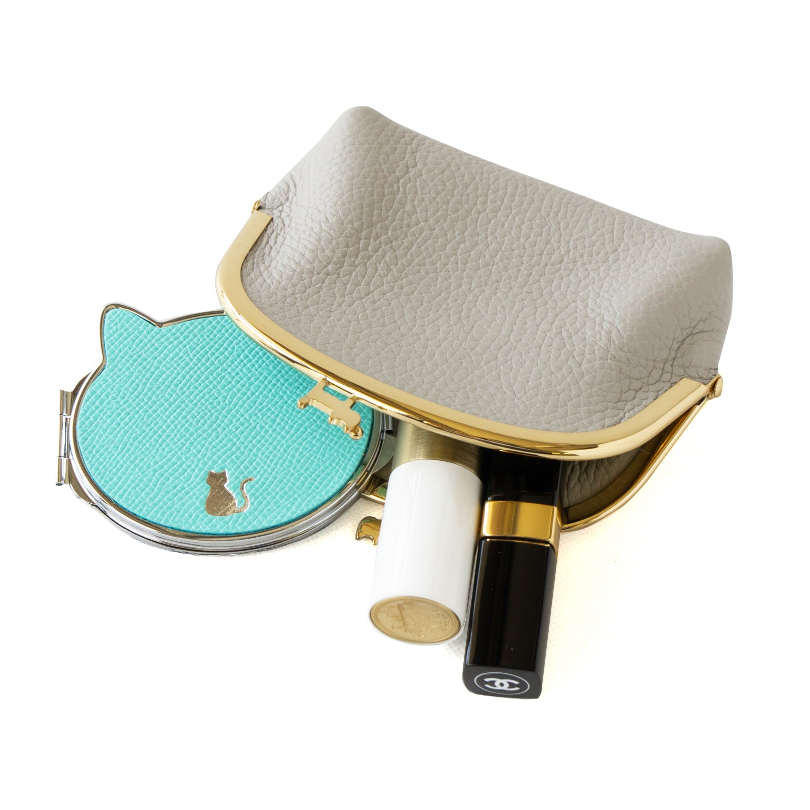 [8/22 (Thu) One-day only, pre-order sales] Nyamaguchi pouch Cuir Mache / Light gray