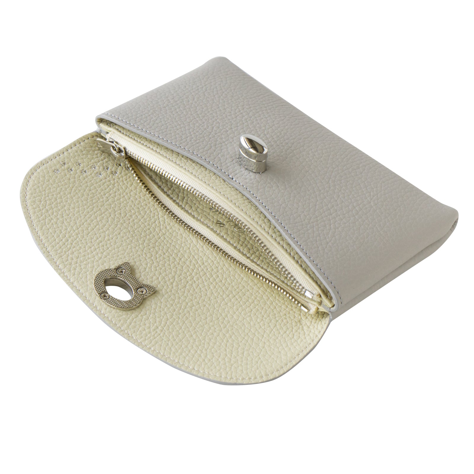 [8/22 (Thu) One-day only, pre-order sale] Flap Wallet Furnya Long Cuir Mash / Light Gray