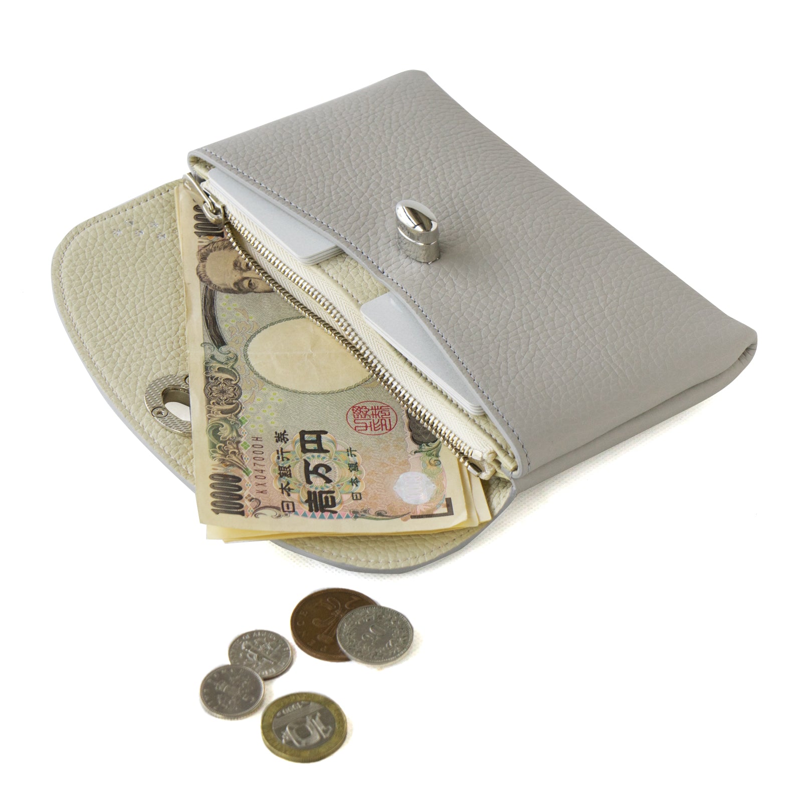 [8/22 (Thu) One-day only, pre-order sale] Flap Wallet Furnya Long Cuir Mash / Light Gray