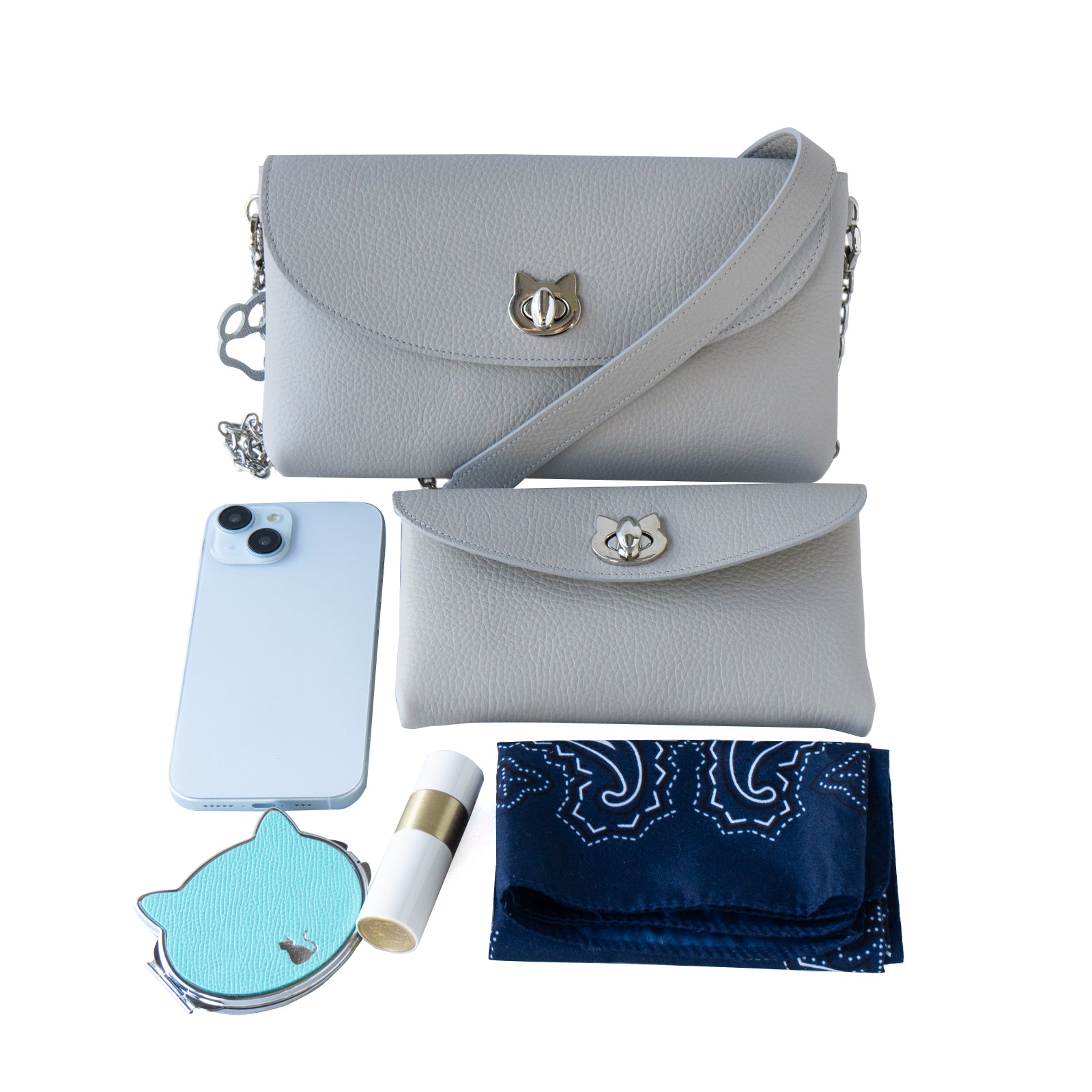 [8/22 (Thu) One-day only, pre-order sale] Furnya Pochette Cuir Mache / Light Gray