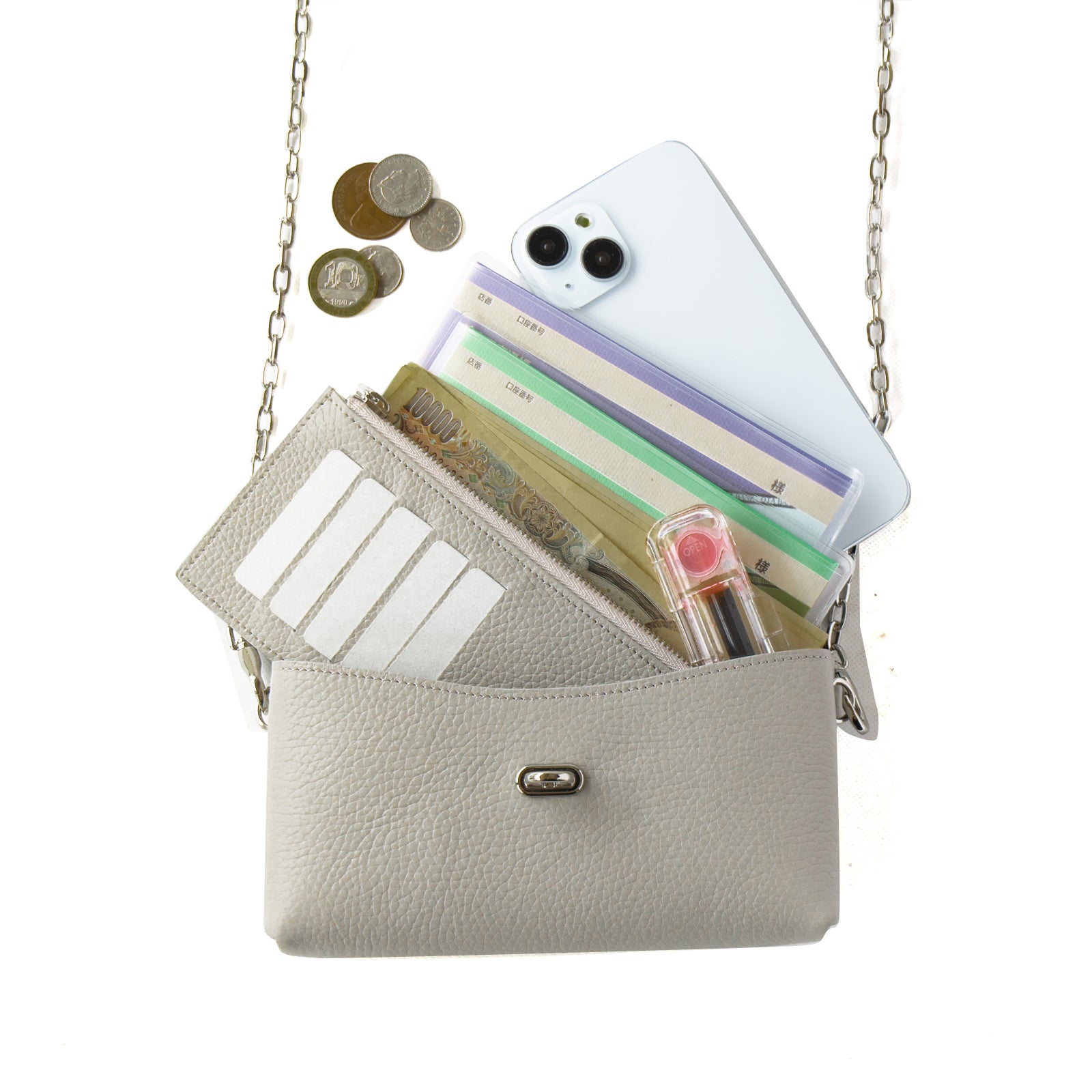 [Made to order from 9/6 (Fri) to 9/16 (Mon)] Fleur Million Pochette Cuir Mache / Light Gray 