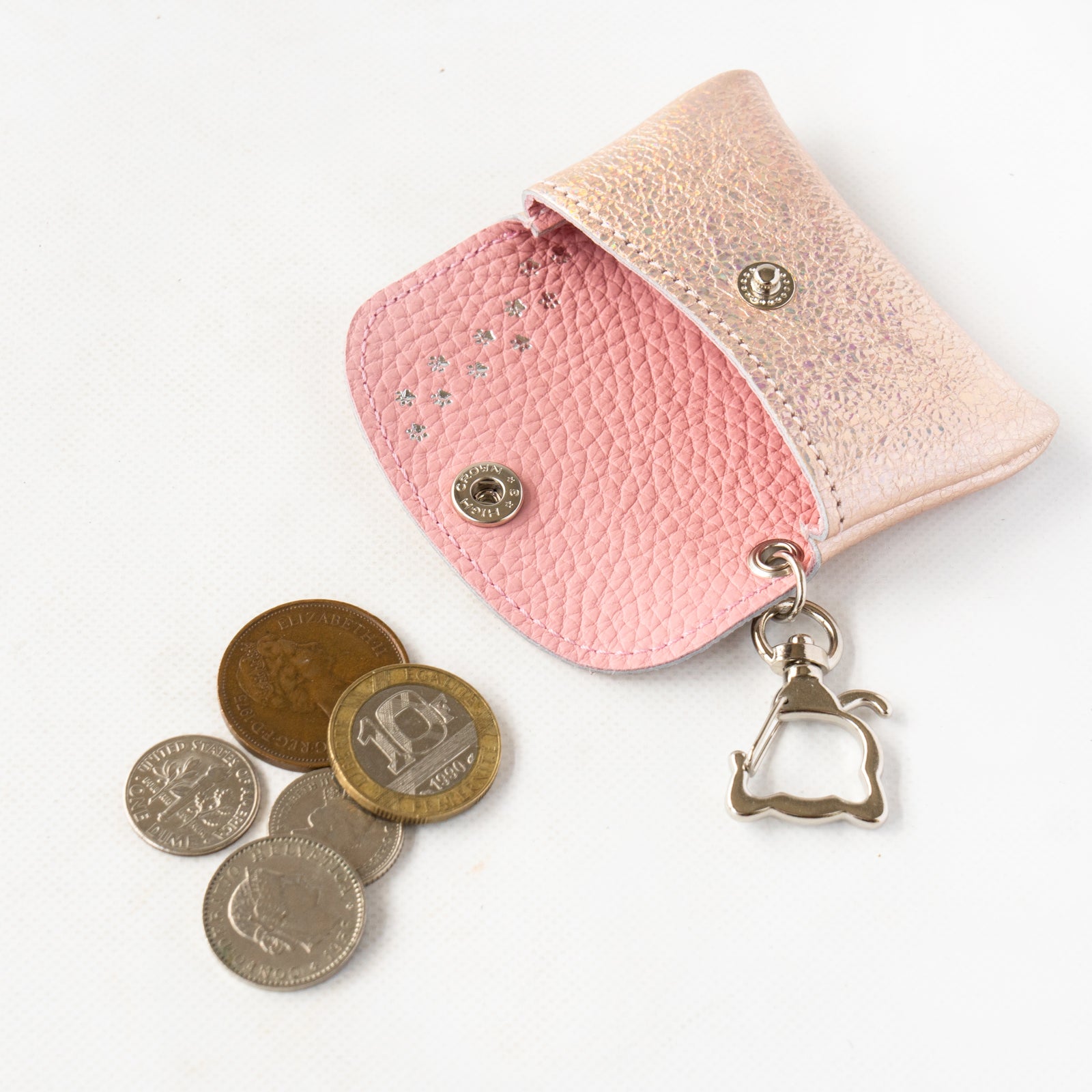 [9/8 (Sun) One-day only, pre-order sale] Flap key ring, Furnya Nano Prism Leather / Aurora Pink