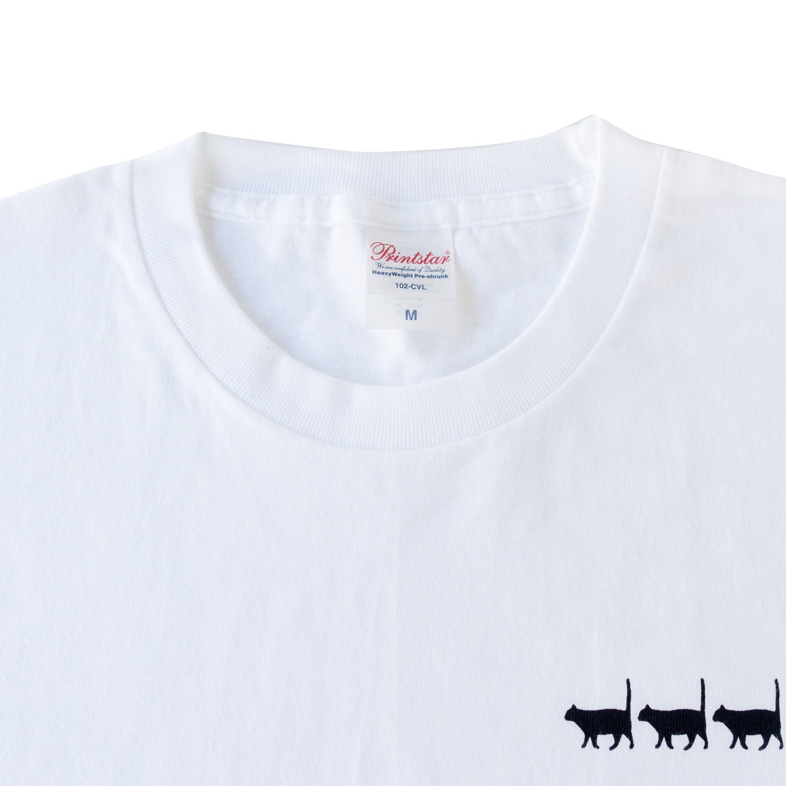 [9/8 (Sun) One-day only, pre-order sale] Cat print long T-shirt [Black cat march] / White